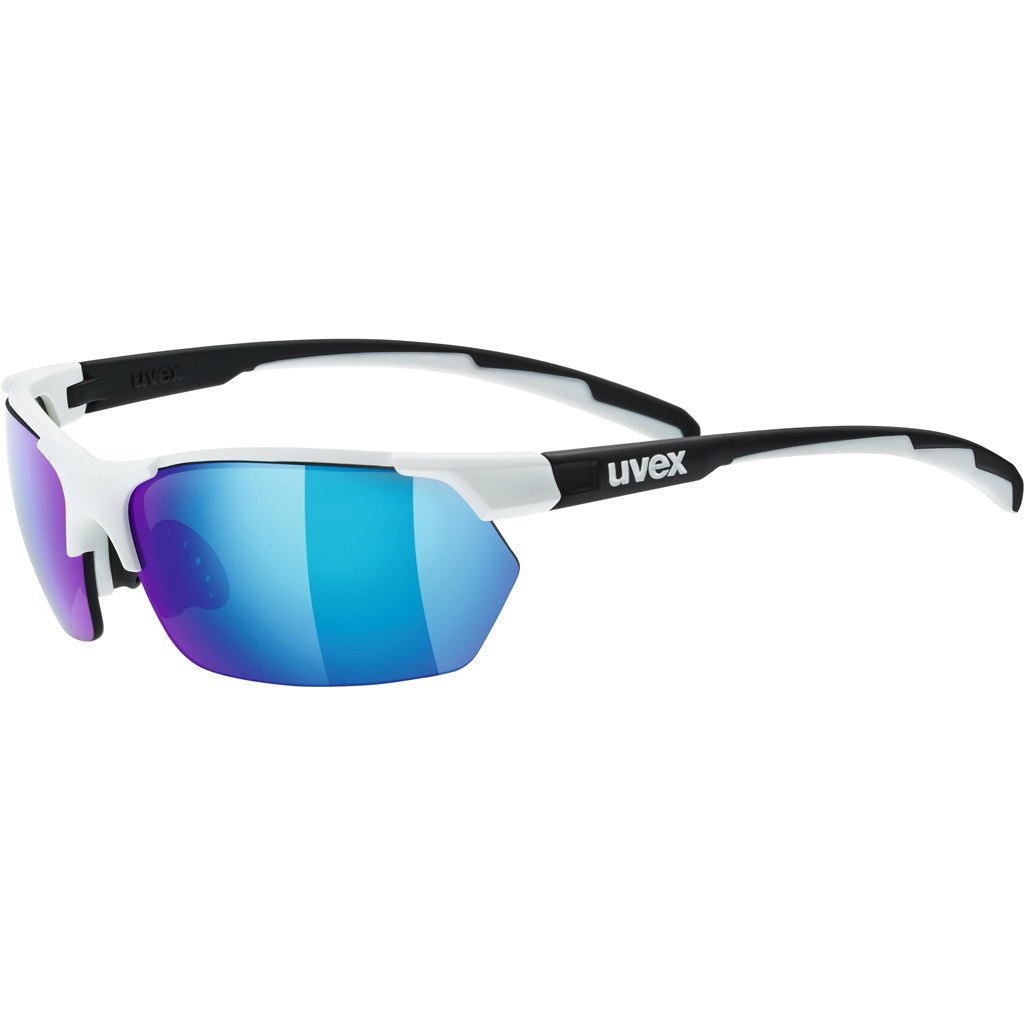 Produktbild von Uvex sportstyle 114 Brille - white-black mat/mirror blue + litemirror orange + clear