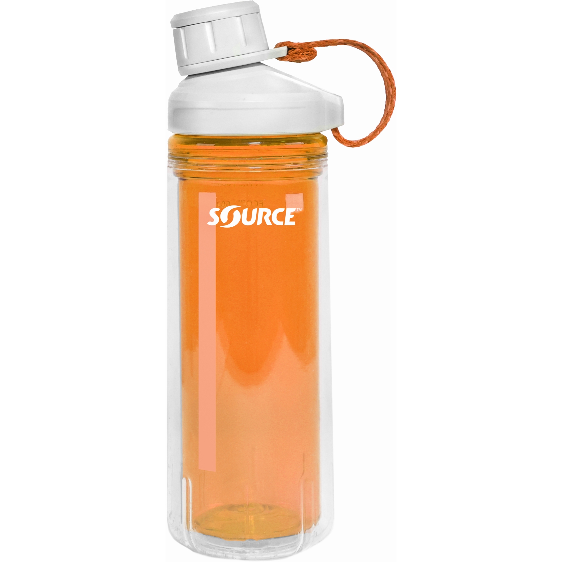 Produktbild von Source Eco Tritan Clickseal Doppelwandige Trinkflasche - 0.6L - amber orange / strap nepal