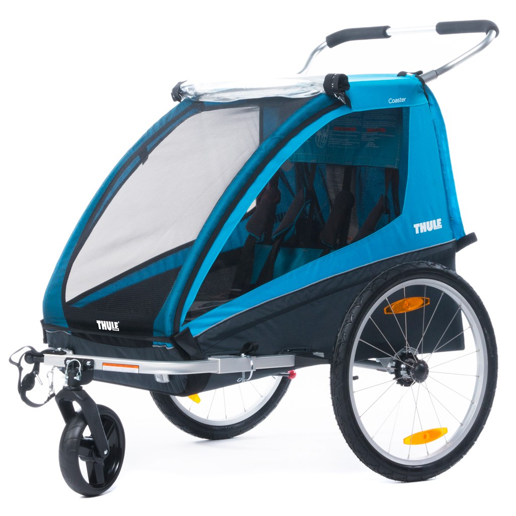 Photo produit de Thule Coaster XT Bike Trailer for 1-2 Kids - Bicycle + Stroller Kit - Blue