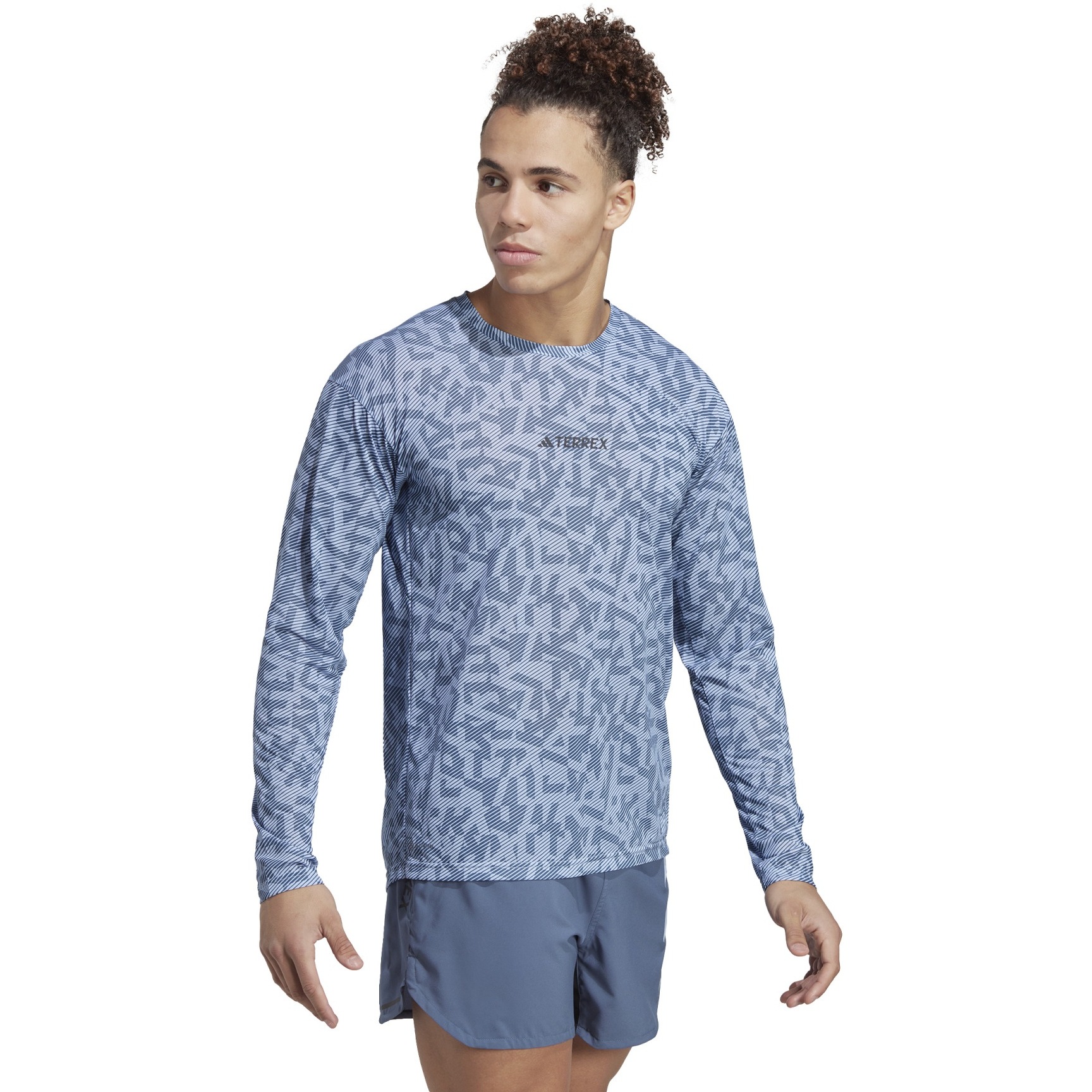 Produktbild von adidas Männer Trail GFX Langarmshirt - blue dawn/wonder steel HZ1323