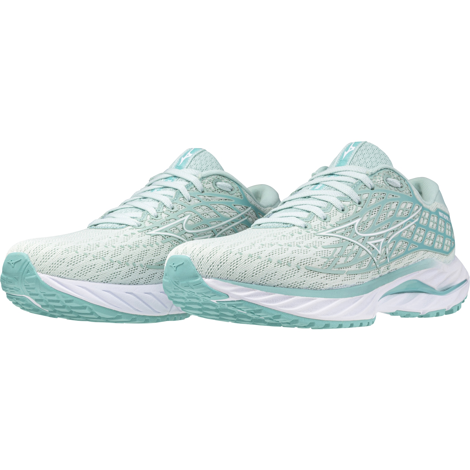 Picture of Mizuno Wave Inspire 20 Running Shoes Women - Eggshell Blue / White / Blue Turquoise