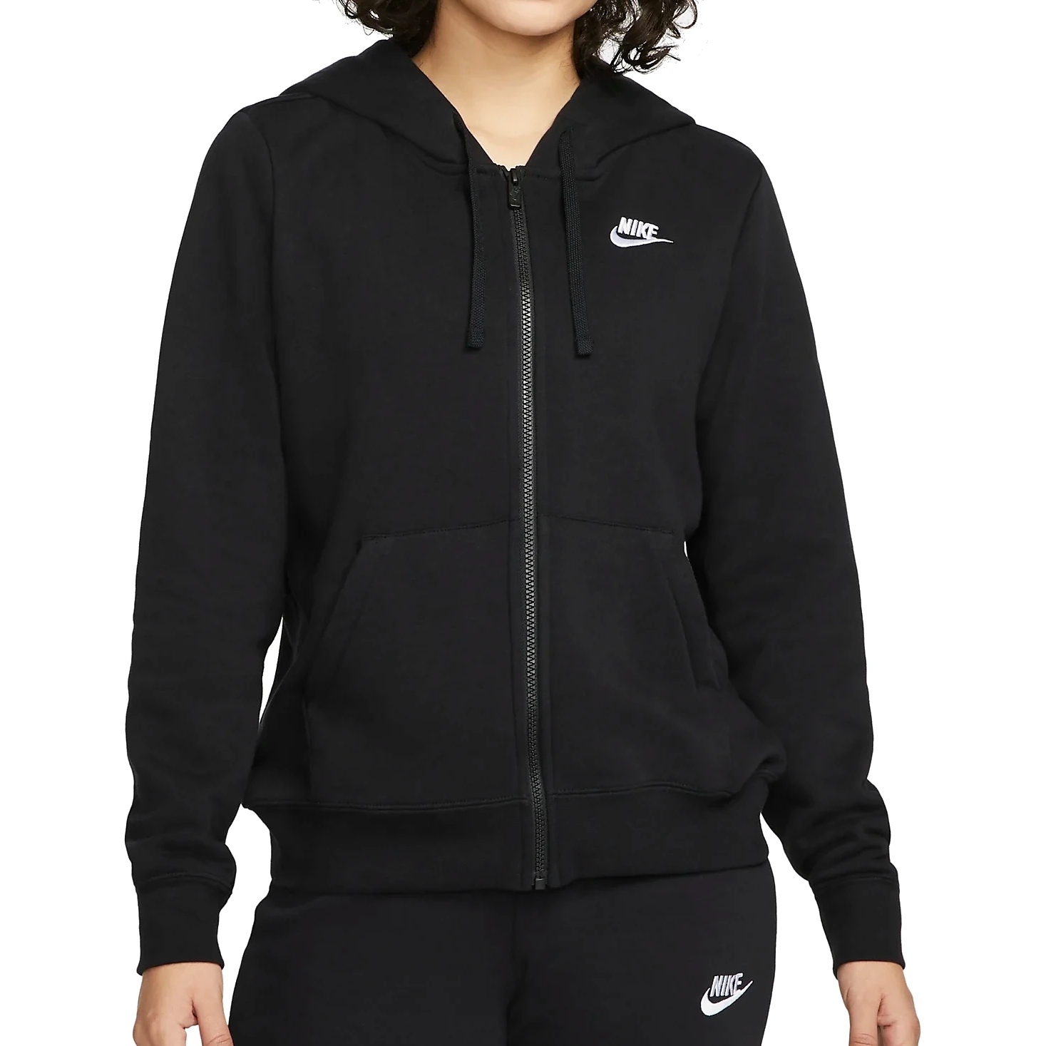 Produktbild von Nike Sportswear Club Fleece Kapuzenjacke Damen - schwarz/weiß DQ5471-010