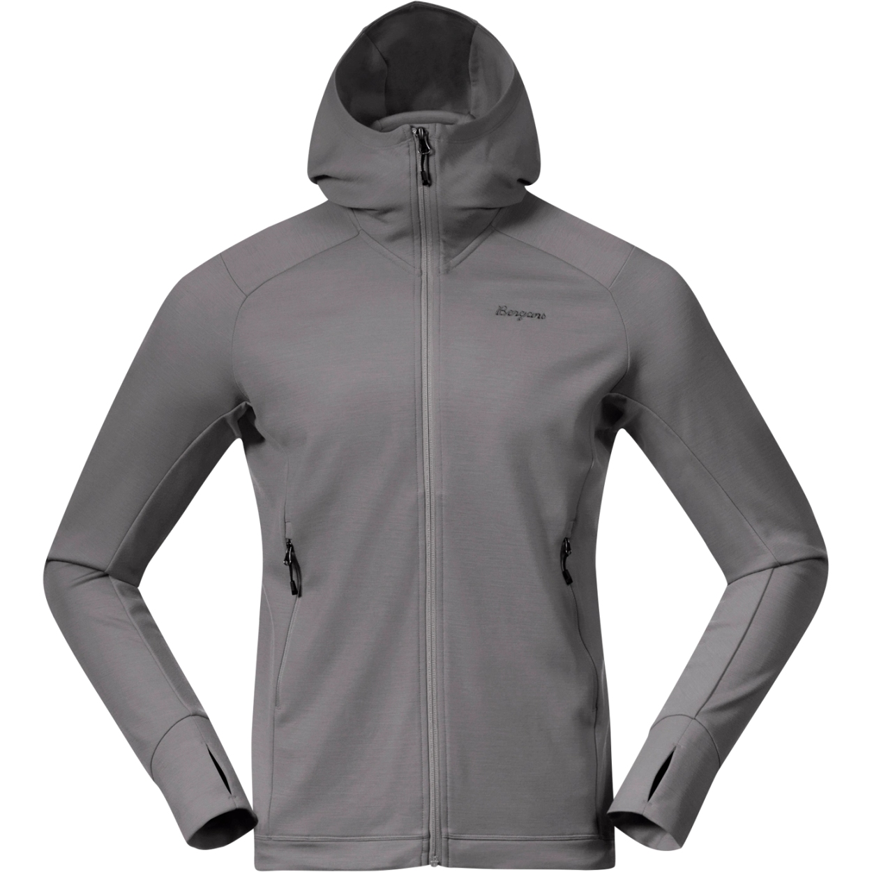 Мужская толстовка с капюшоном Bergans Rabot Merino Tech Midlayer - однотонно-серая