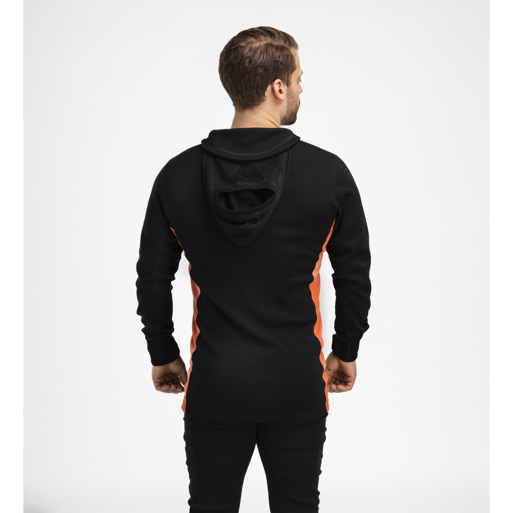 Aclima WarmWool Hoodsweater w/zip Men - jet black/corsair/gold