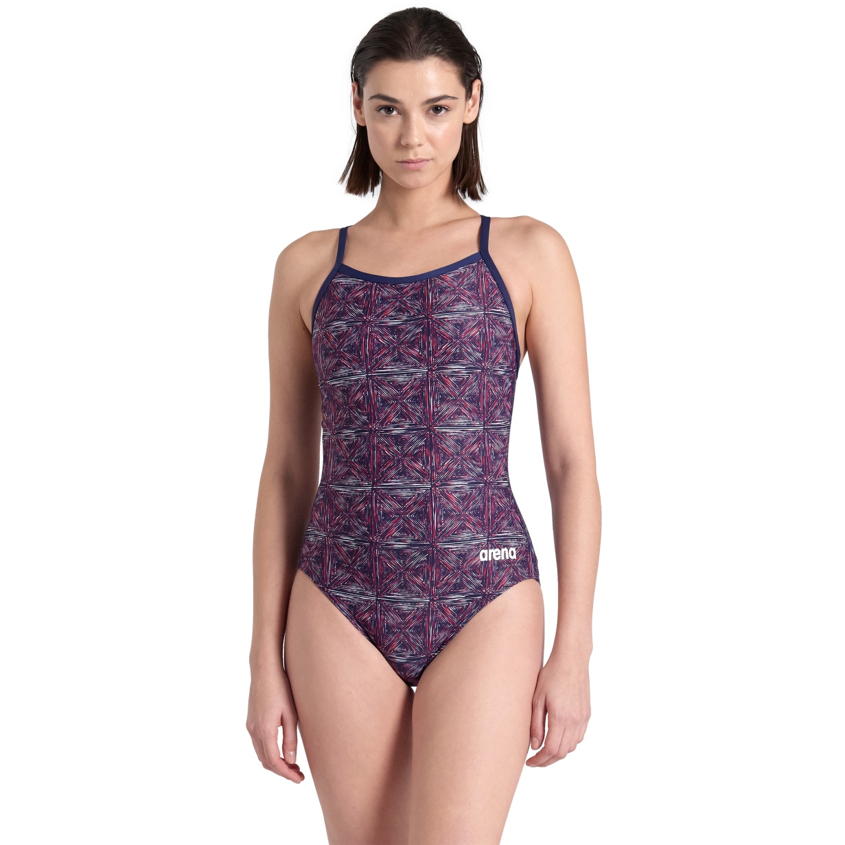 Bild von arena Performance Abstract Tiles Light Drop Back Badeanzug Damen - Navy/Team Red White Blue