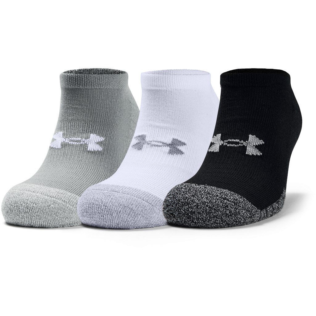 Image of Under Armour HeatGear® No Show Socks 3-Pack - Steel/White/White
