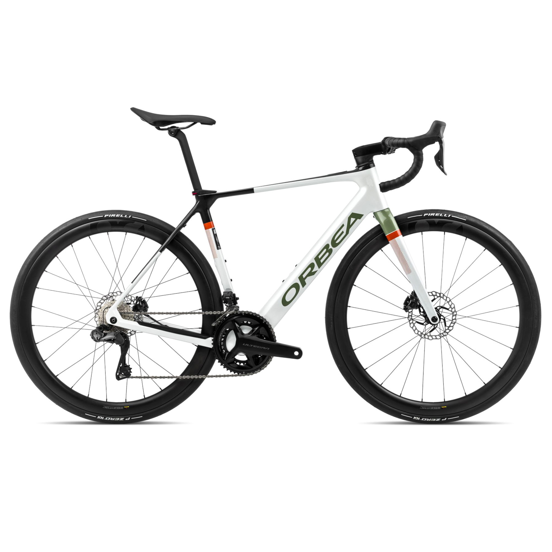 Orbea GAIN M20i Ultegra Di2 Electric Road Bike 2024 White Chic Metallic Green Artichoke gloss