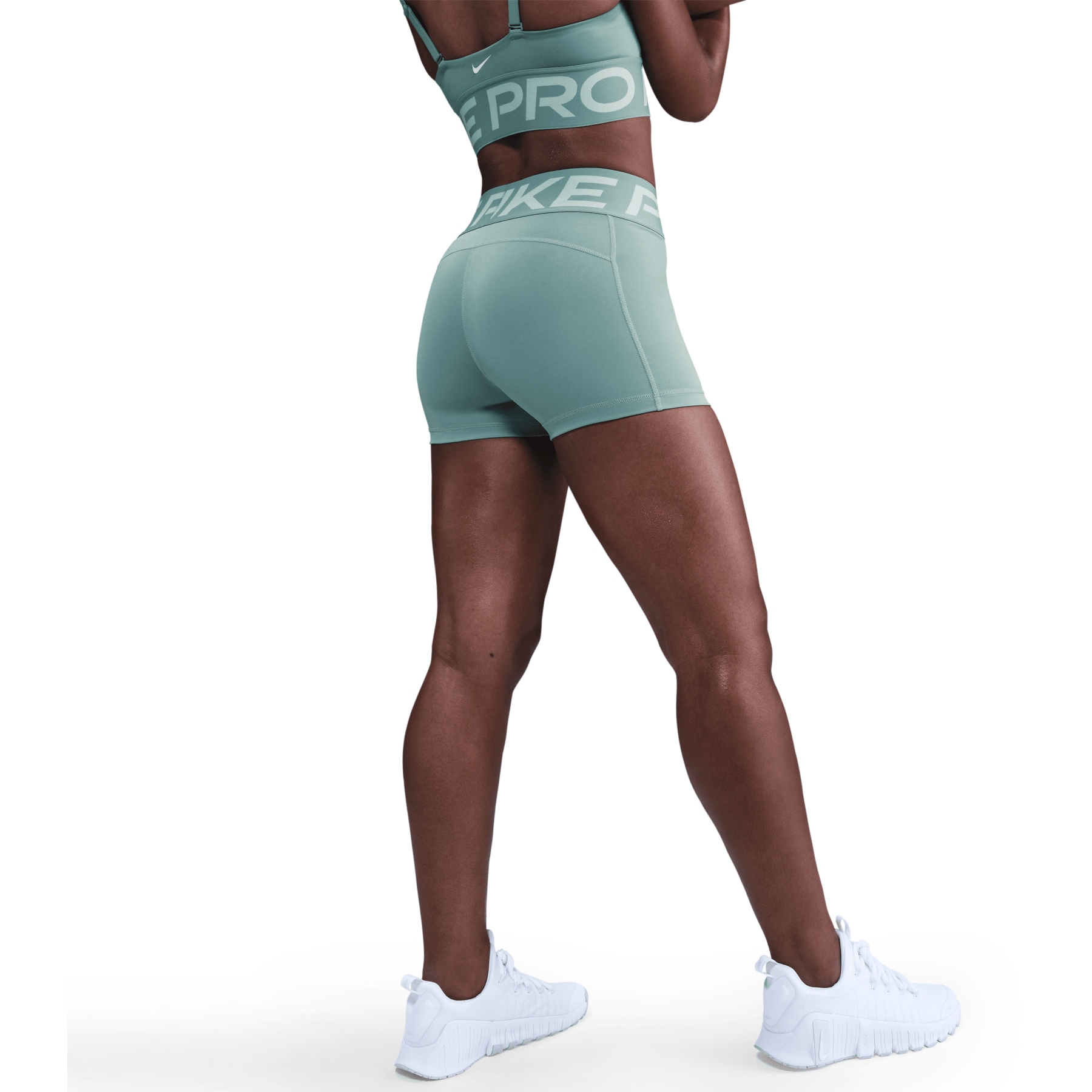 nike pro shorts women white
