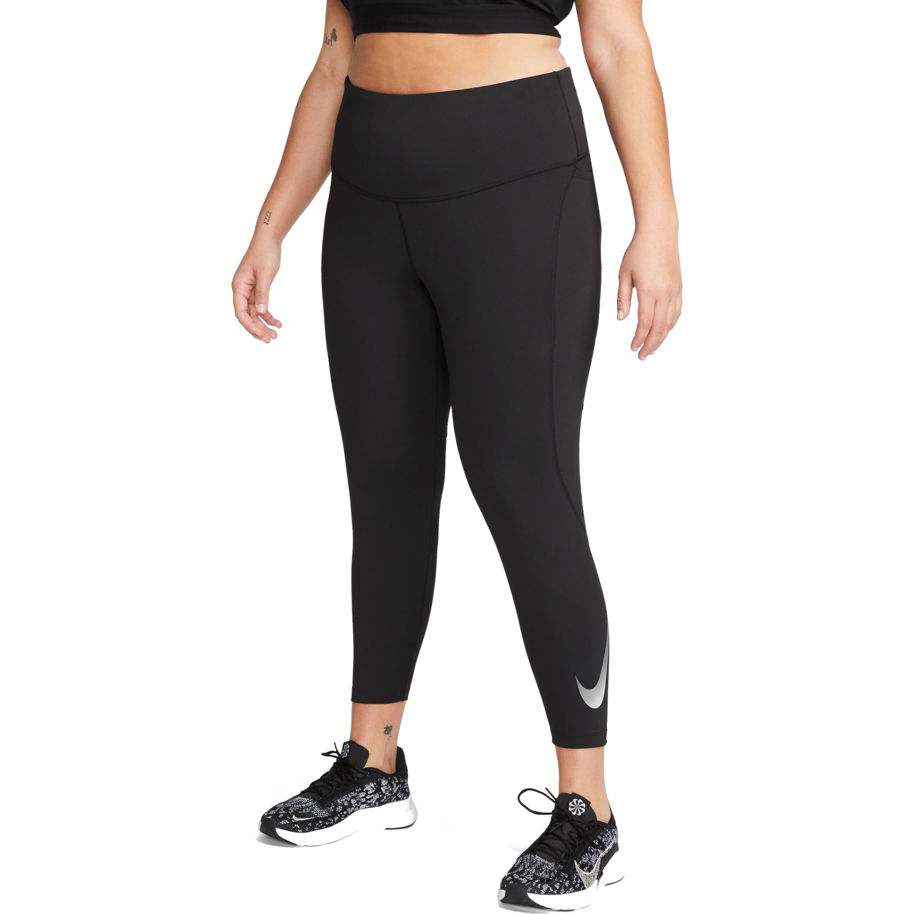 Picture of Nike Dri-FIT Fast Mid-Rise 7/8 Leggings (Plus Size) Women - black/reflective silver FB3230-010