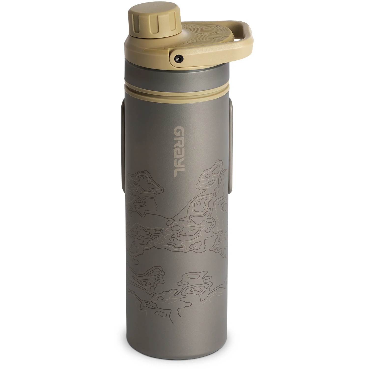 Productfoto van Grayl UltraPress Purifier Titanium Fles met Waterfilter - 500ml - Desert Tan