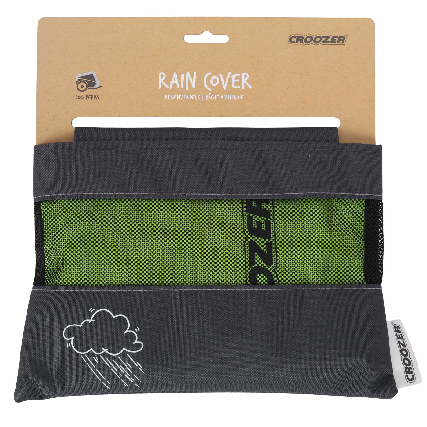 Produktbild von Croozer Regenverdeck für Fahrradanhänger Dog Peppa / Dog L - lightning yellow