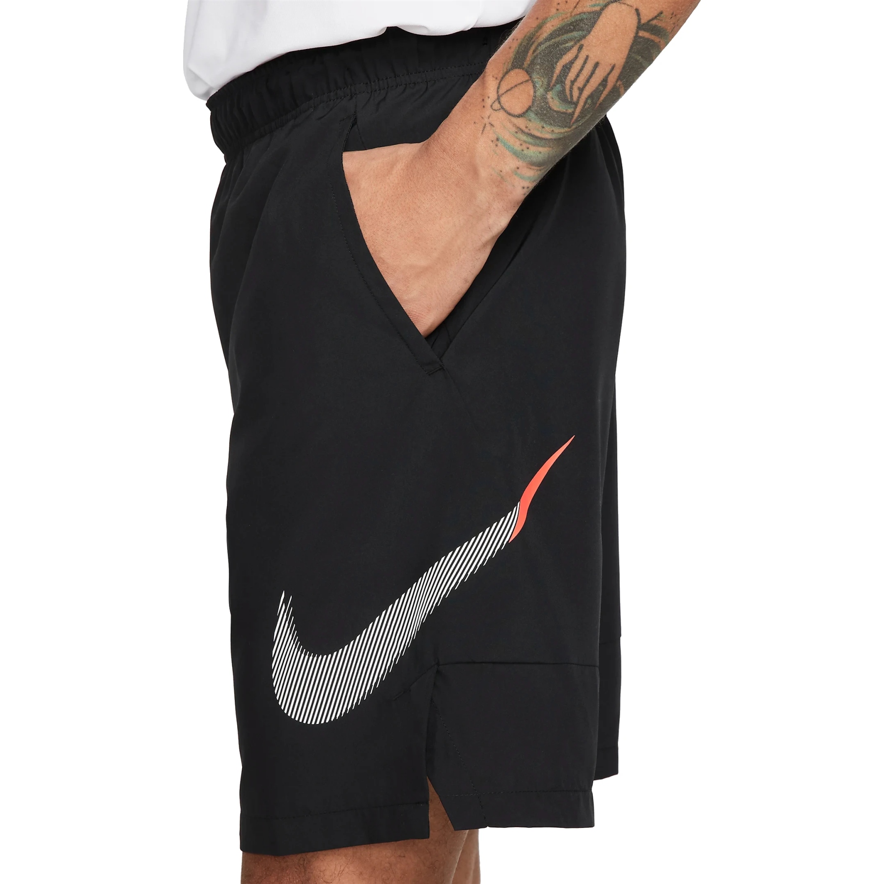 Opførsel løfte Alt det bedste Nike Dri-FIT Flex GFX Woven 9" Shorts - black/smoke grey/white DQ4799-010