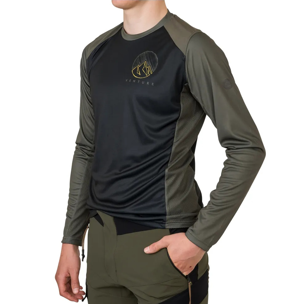 Image of AGU Venture MTB Long Sleeve Jersey Unisex - black/army green