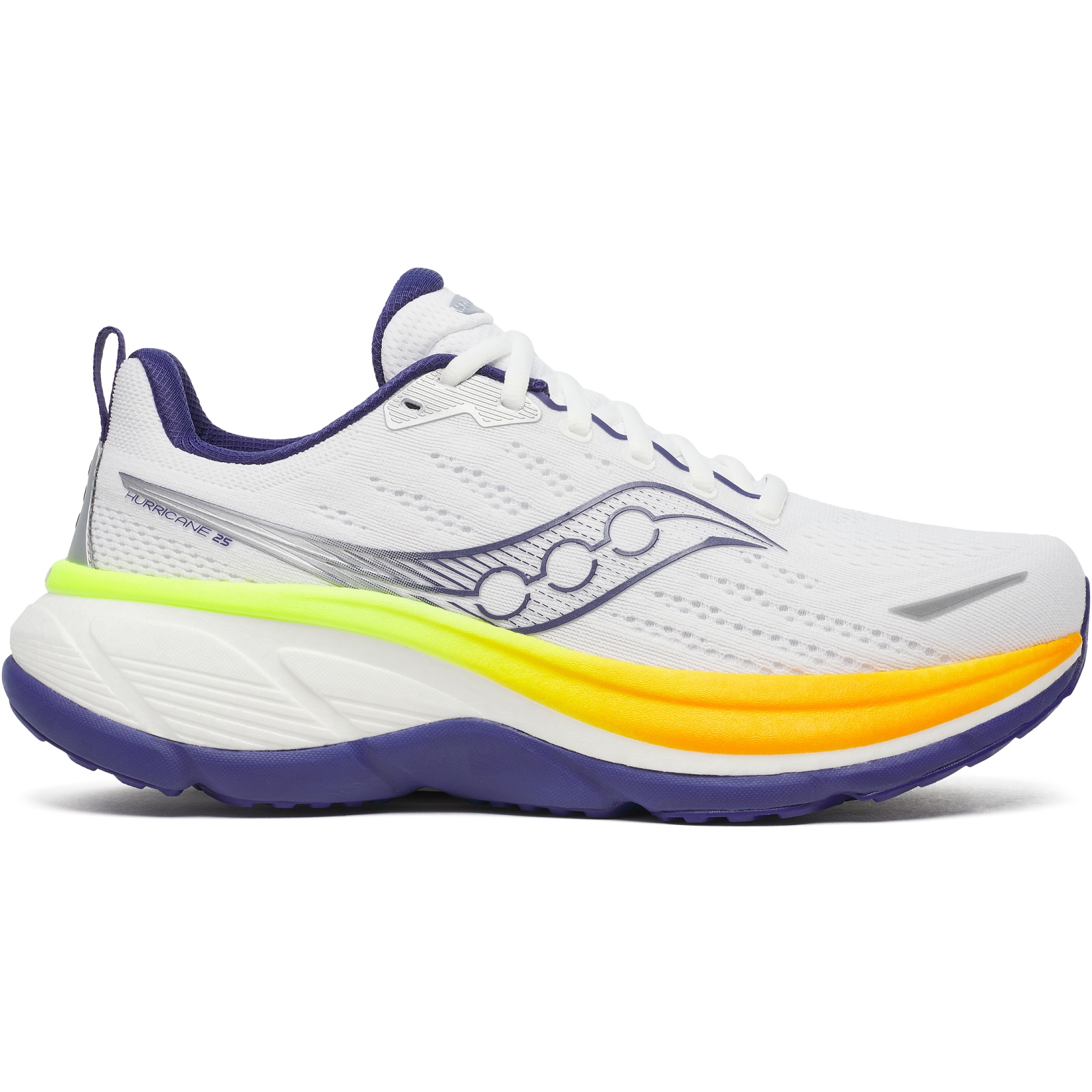 Saucony Hurricane 25 – Scarpe Da Running Con Massima Ammortizzazione, Colore Bianco, Taglia EU 41, Offset 6mm, Tecnologia CenterPath