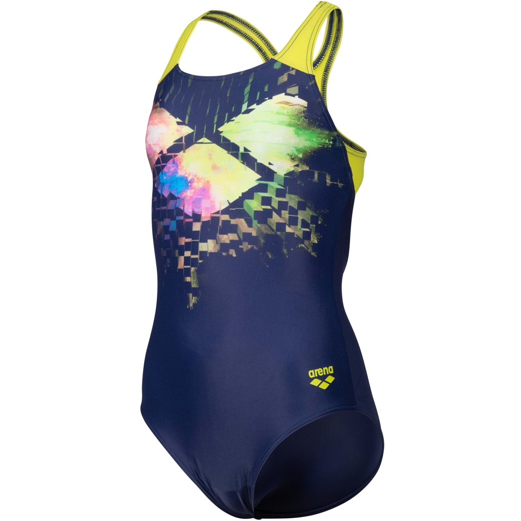 Picture of arena Feel Multi Pixels Swim Pro Back Lining Swimsuit Girls - Navy/Soft Green