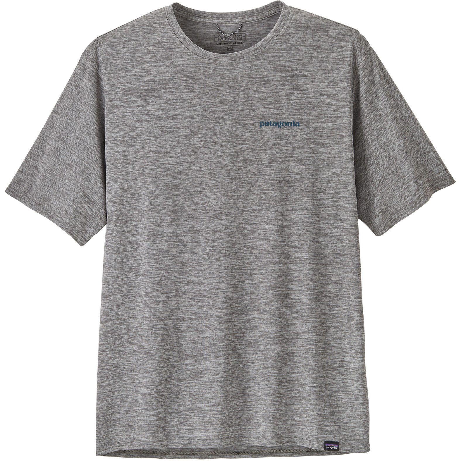 Produktbild von Patagonia Capilene Cool Daily Graphic Herren T-Shirt - Waters - Boardshort Logo Abalone Blue: Feather Grey