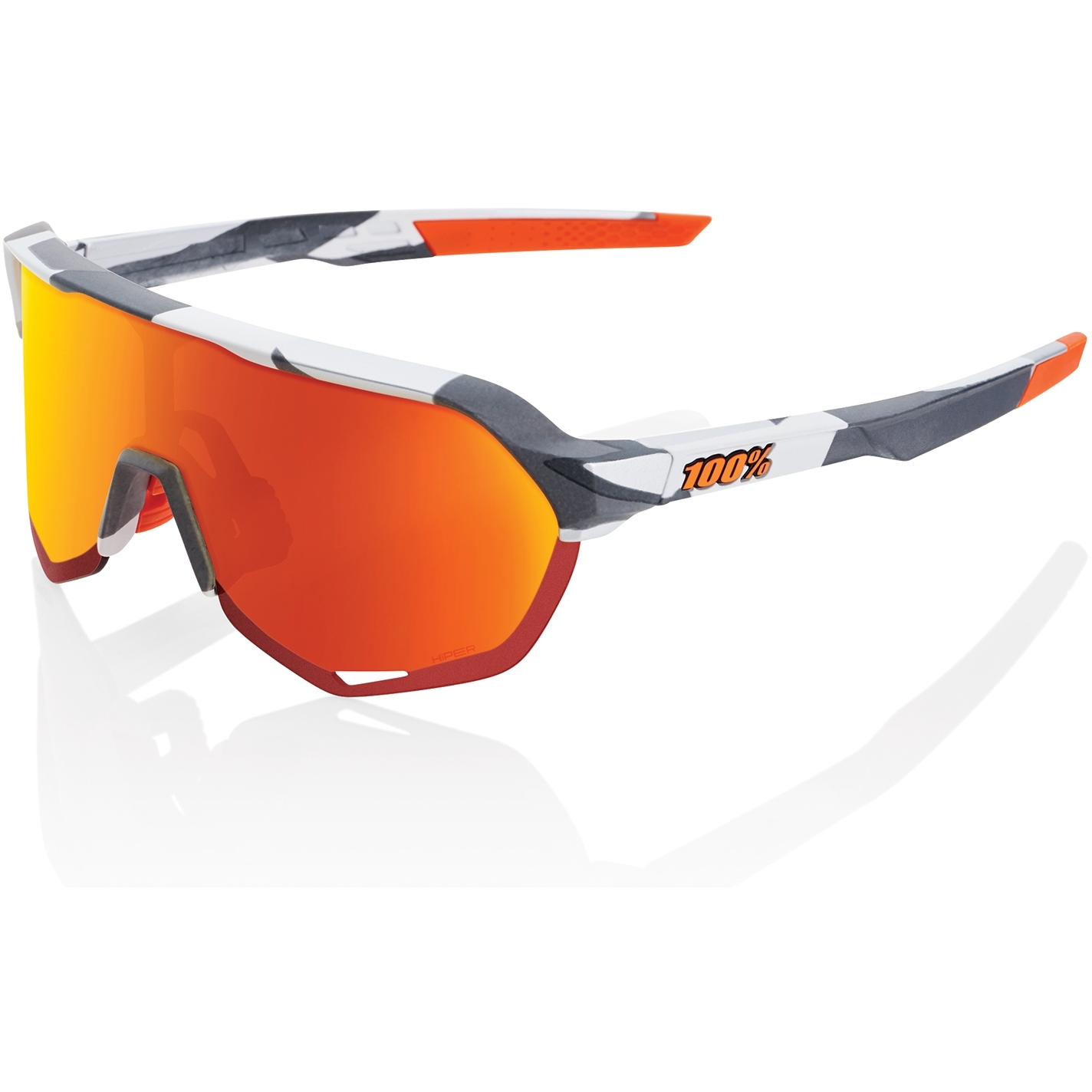 Image de 100% S2 Lunettes - HiPER Mirror Lens - Soft Tact Grey Camo / Red Multilayer + Clear