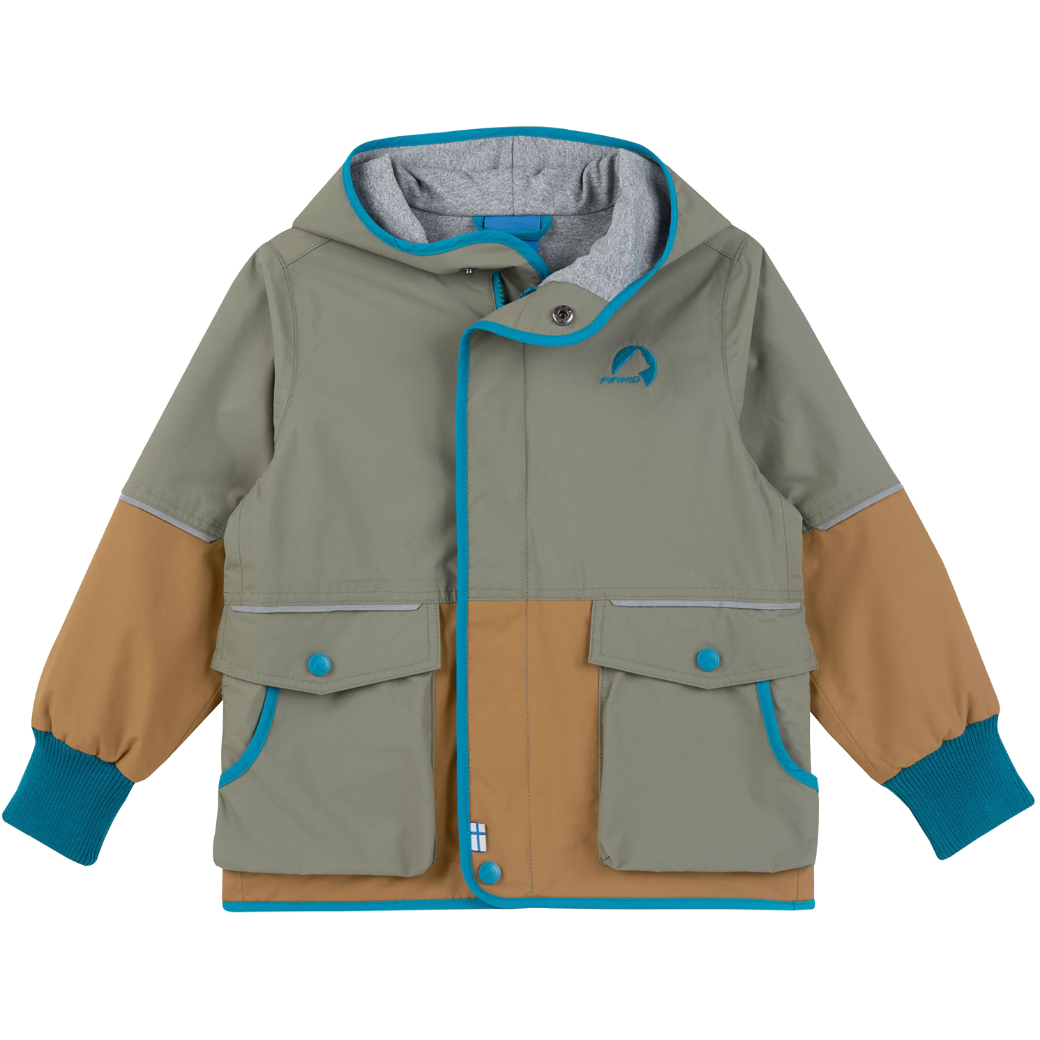 Picture of Finkid KIVA MOVE Rain Jacket Kids - vetiver/mosaic