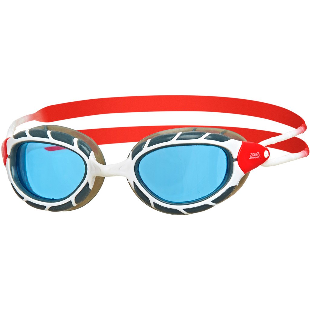 Picture of Zoggs Predator Swimming Goggles - Tint Blue Lenses - White/Red