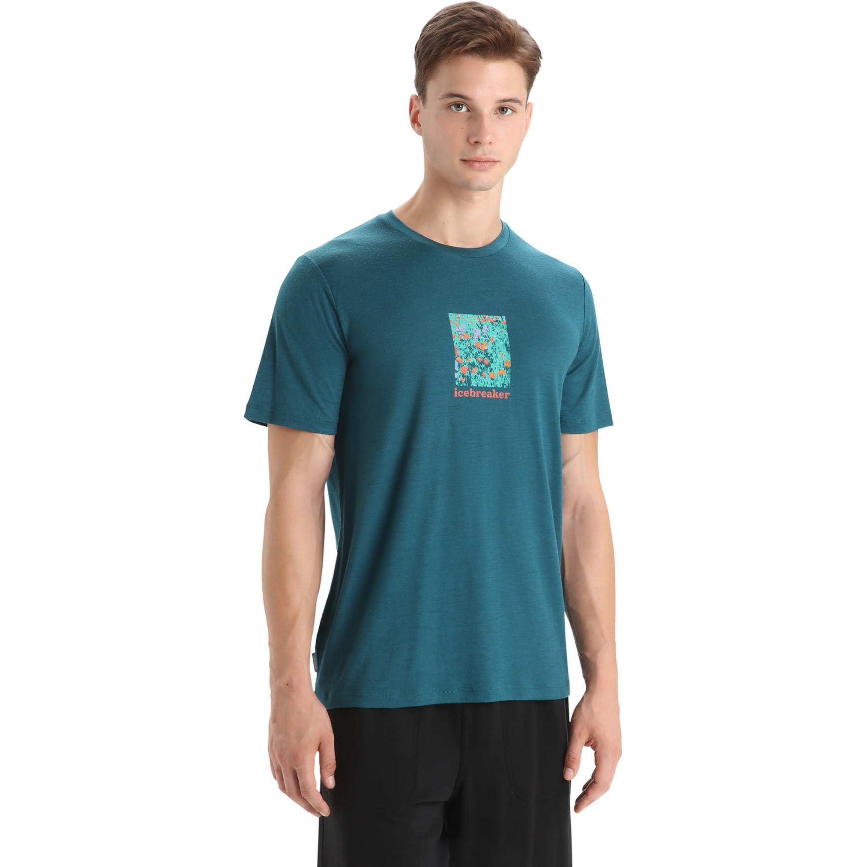 Imagen de Icebreaker Camiseta Hombre - Tech Lite II Wildflower Bloom - Green Glory