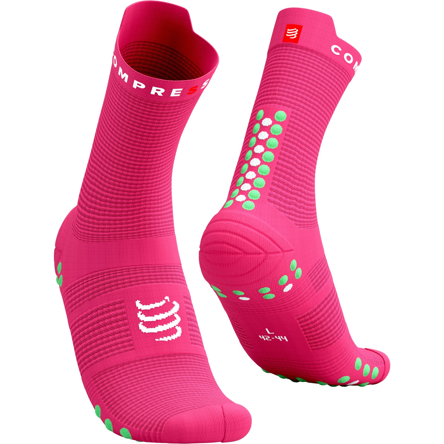 Compressport Pro Racing Compression Socks V40 Ultralight Run High Hot Pinksummer Green 0544