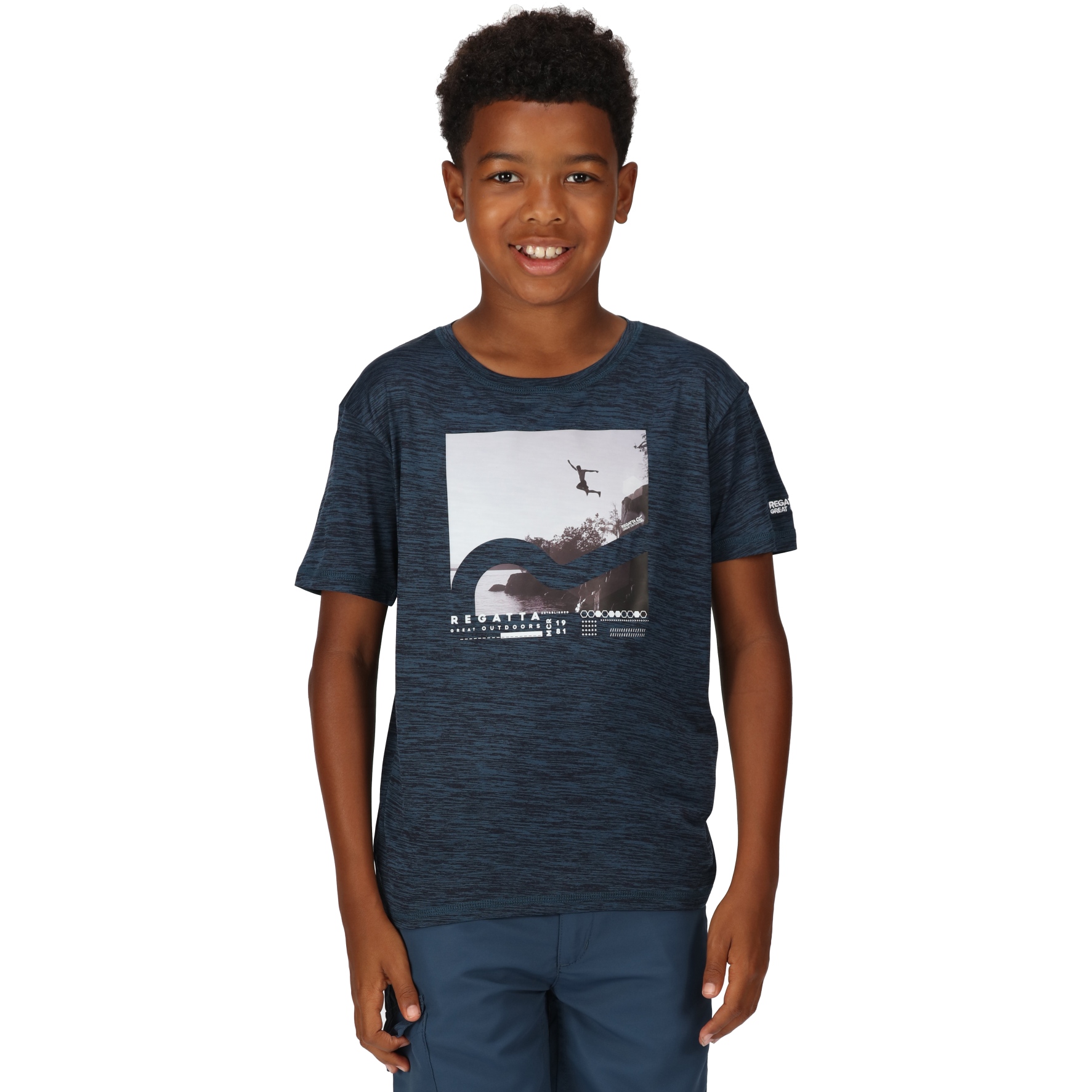Productfoto van Regatta Alvarado VII T-Shirt Kinderen - Blue Wing Marl 786
