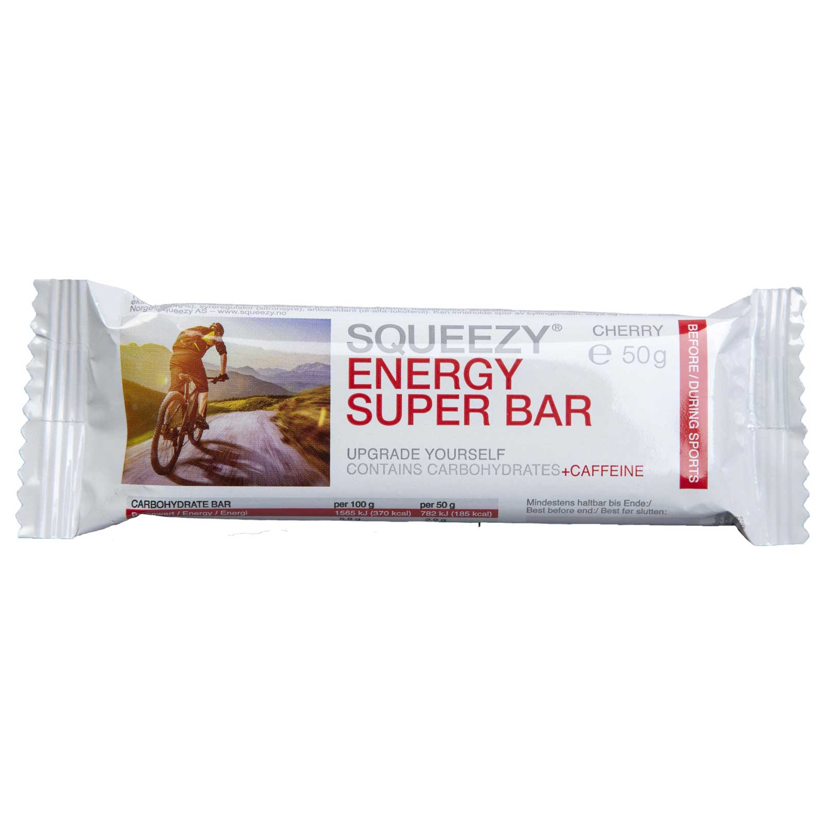 Produktbild von Squeezy Energy Super Bar Kirsche - Kohlenhydratriegel + Koffein - 50g