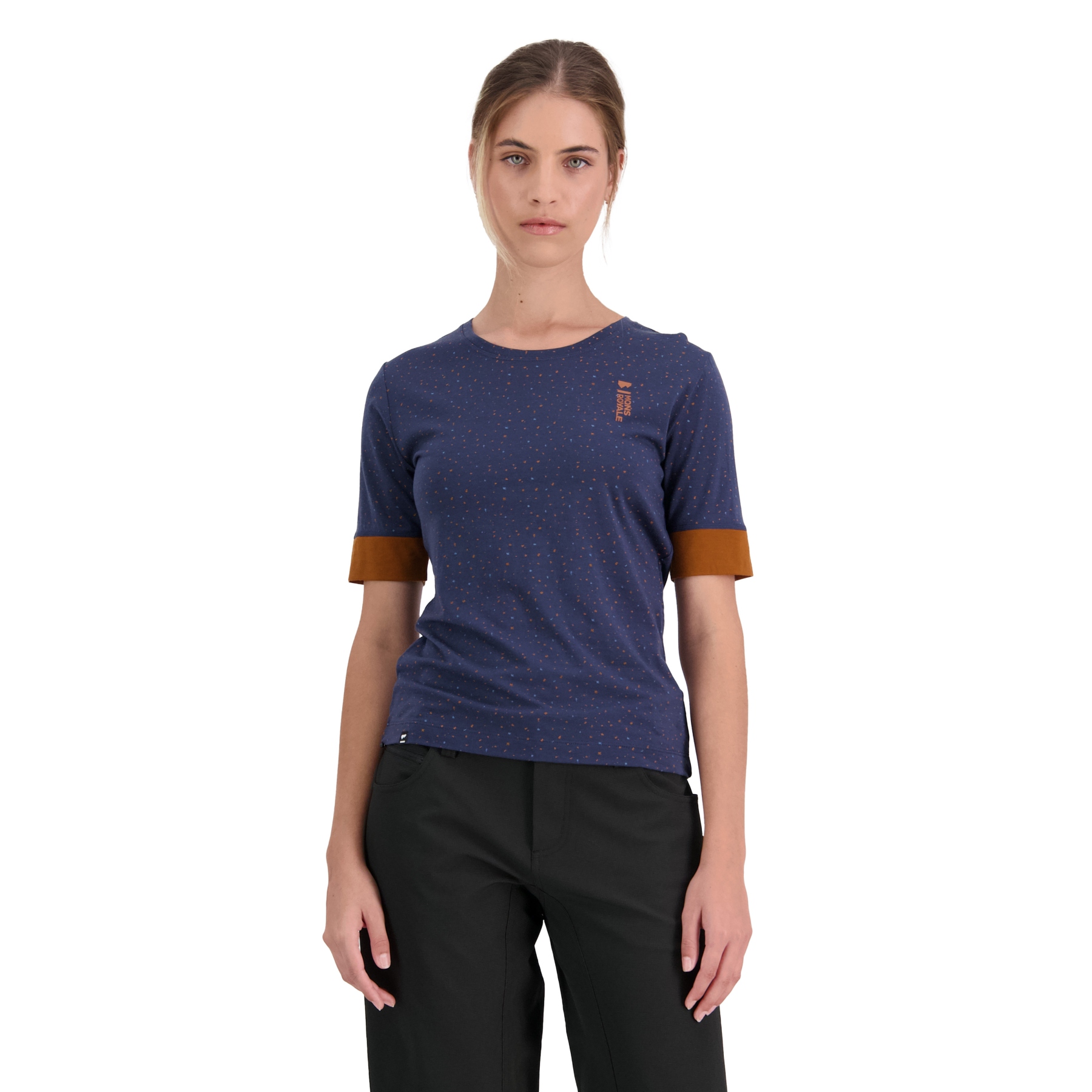 Productfoto van Mons Royale Cadence Merino Air-Con T-Shirt Dames - midnight terrazzo