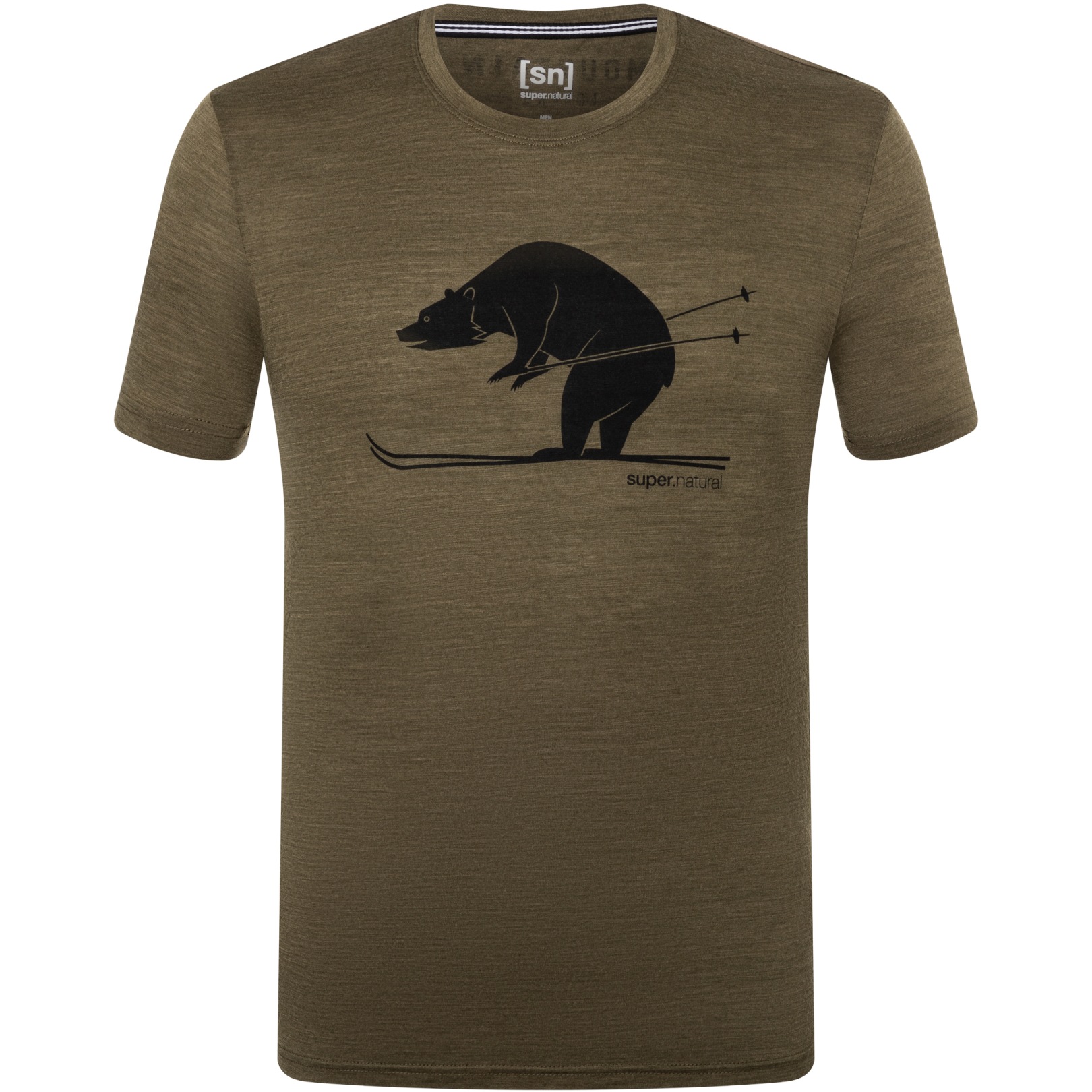 Produktbild von SUPER.NATURAL Skiing Bear T-Shirt - Olive Night Melange/Jet Black