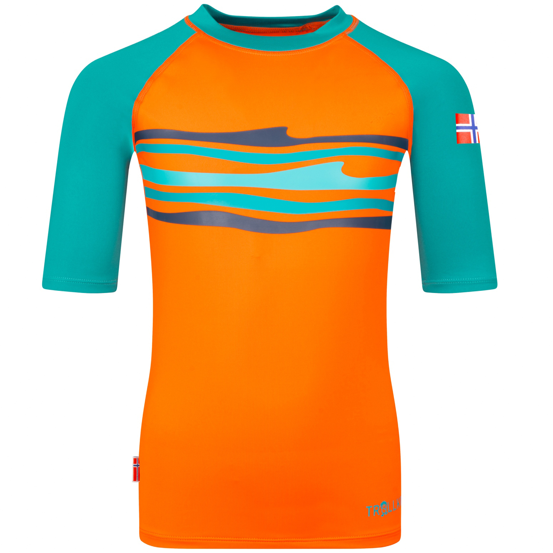 Produktbild von Trollkids Haukland Schwimm-Shirt Kinder - Bright Orange/Lake Blue