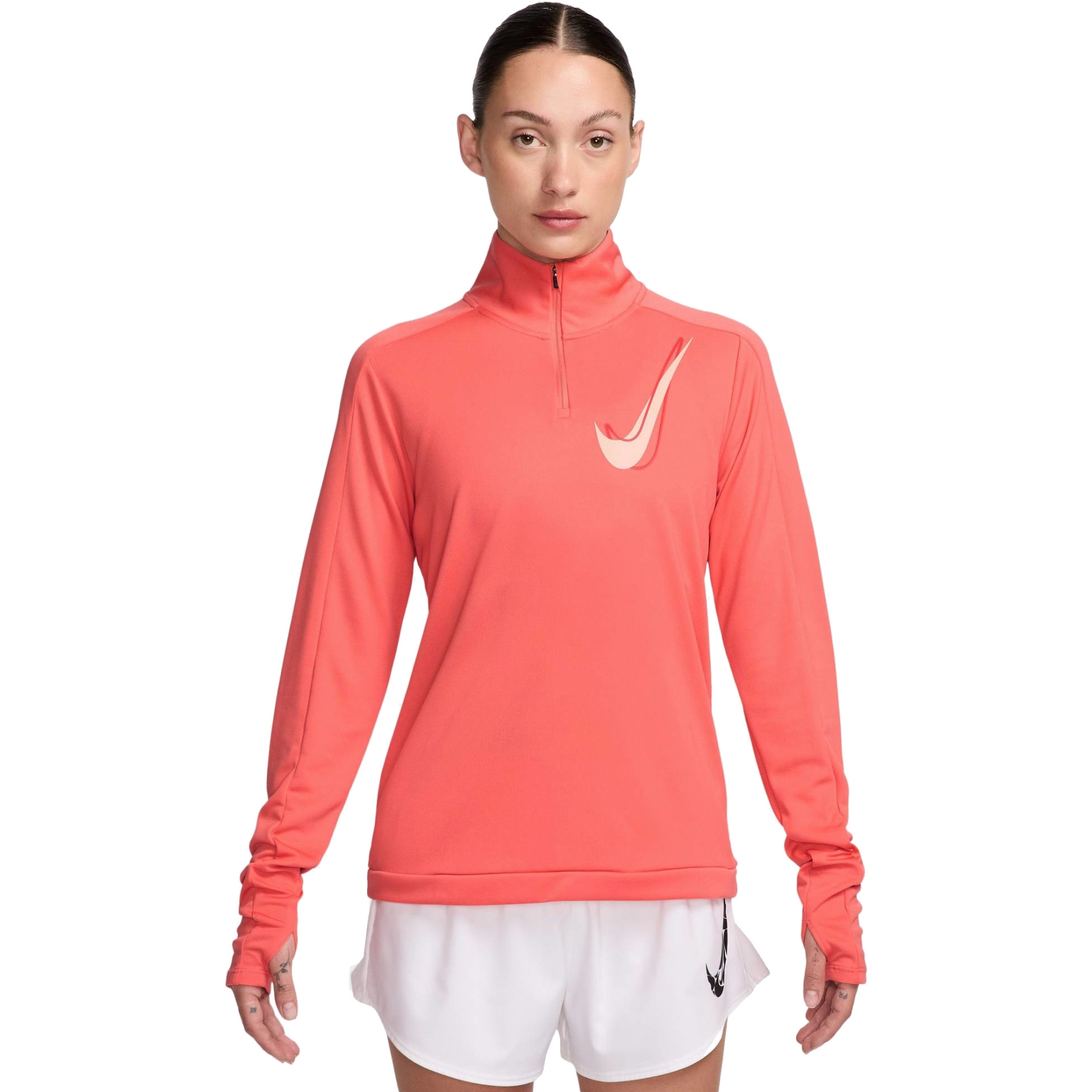Produktbild von Nike Swoosh 1/2-Zip Mid Langarmshirt Damen - magic ember HJ2225-814