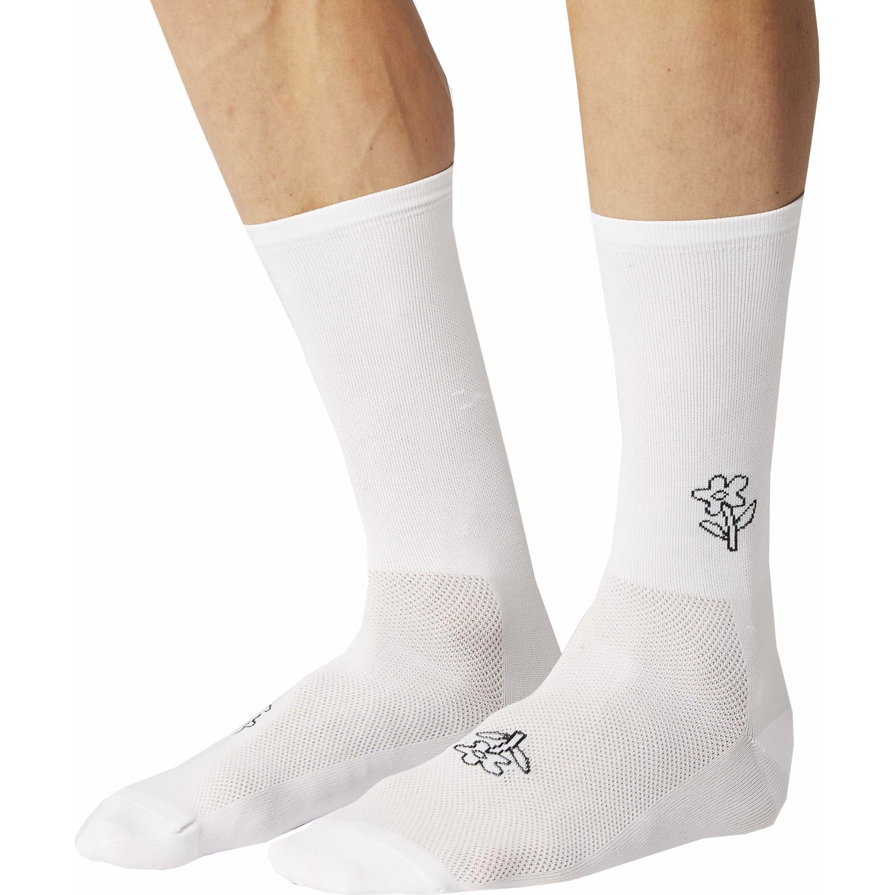Picture of FINGERSCROSSED Classic Iconic Cycling Socks - Flower - White
