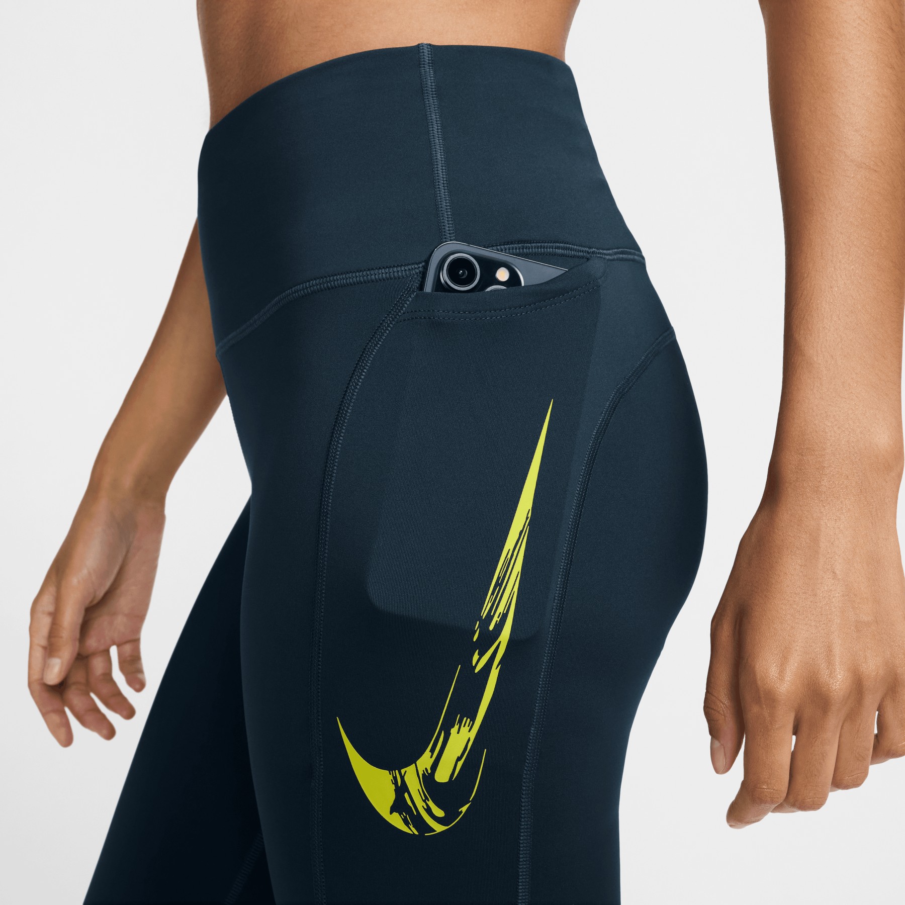 Nike Fast Swoosh 7 8 Running Tights Women armory navy bright cactus FV6682 478