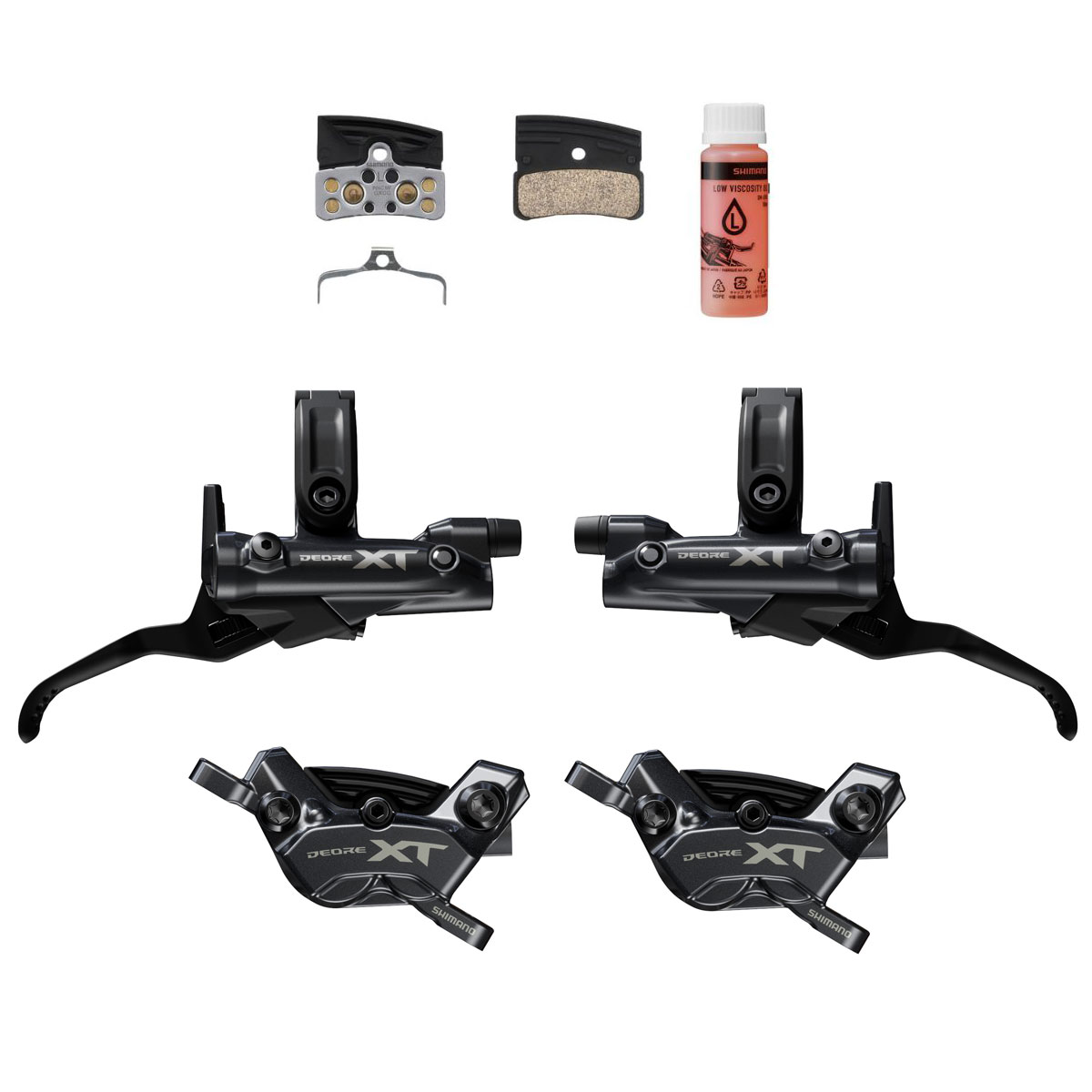 Photo produit de Shimano Frein à Disque - Deore XT BL-M8200 / BR-M8220 - Post Mount | 4 Pistons | J-Kit - Jeu (avant + arrière)