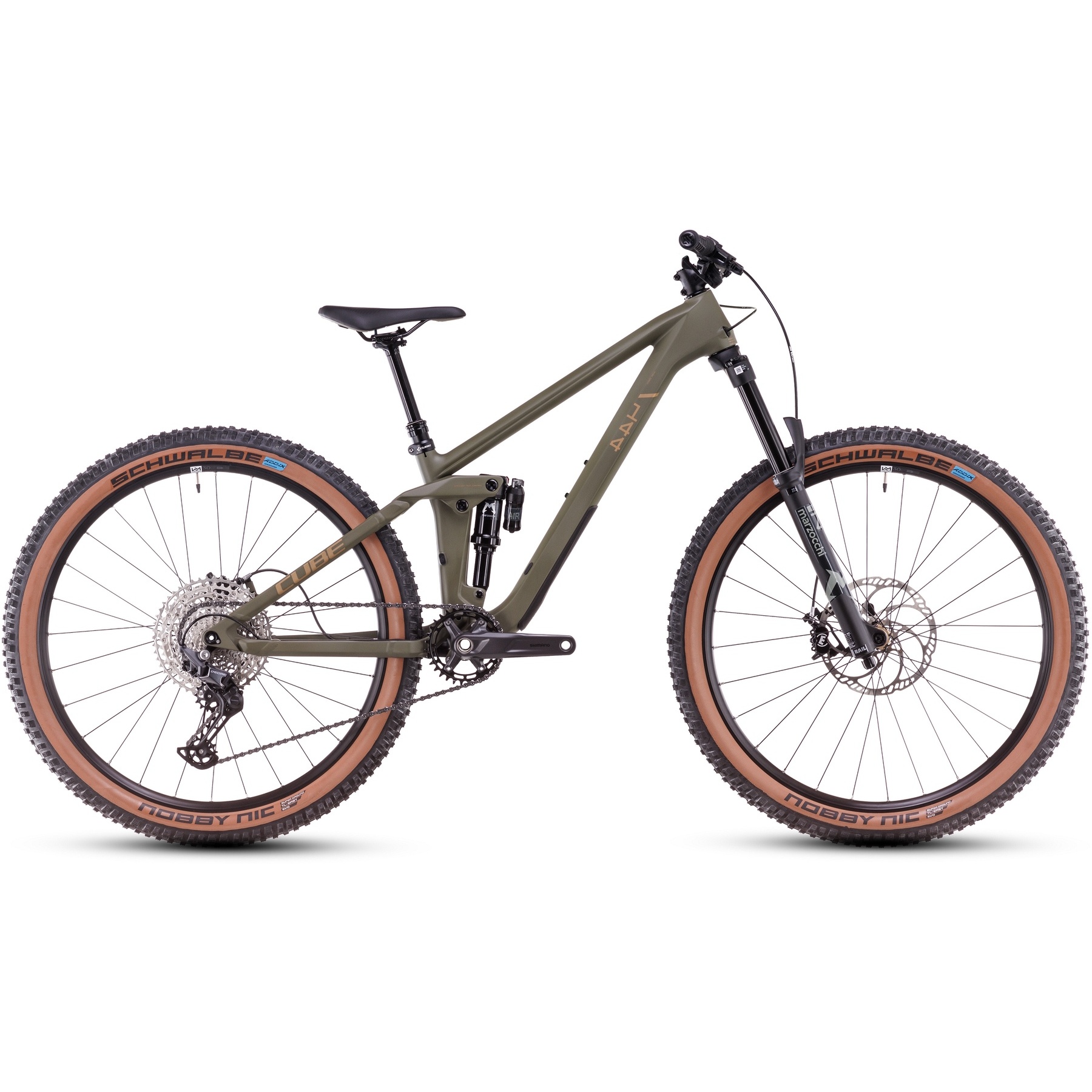 Produktbild von CUBE STEREO ONE44 HPC Rookie - 27.5&quot; Jugend Carbon Mountainbike - 2025 - dustyolive / gold