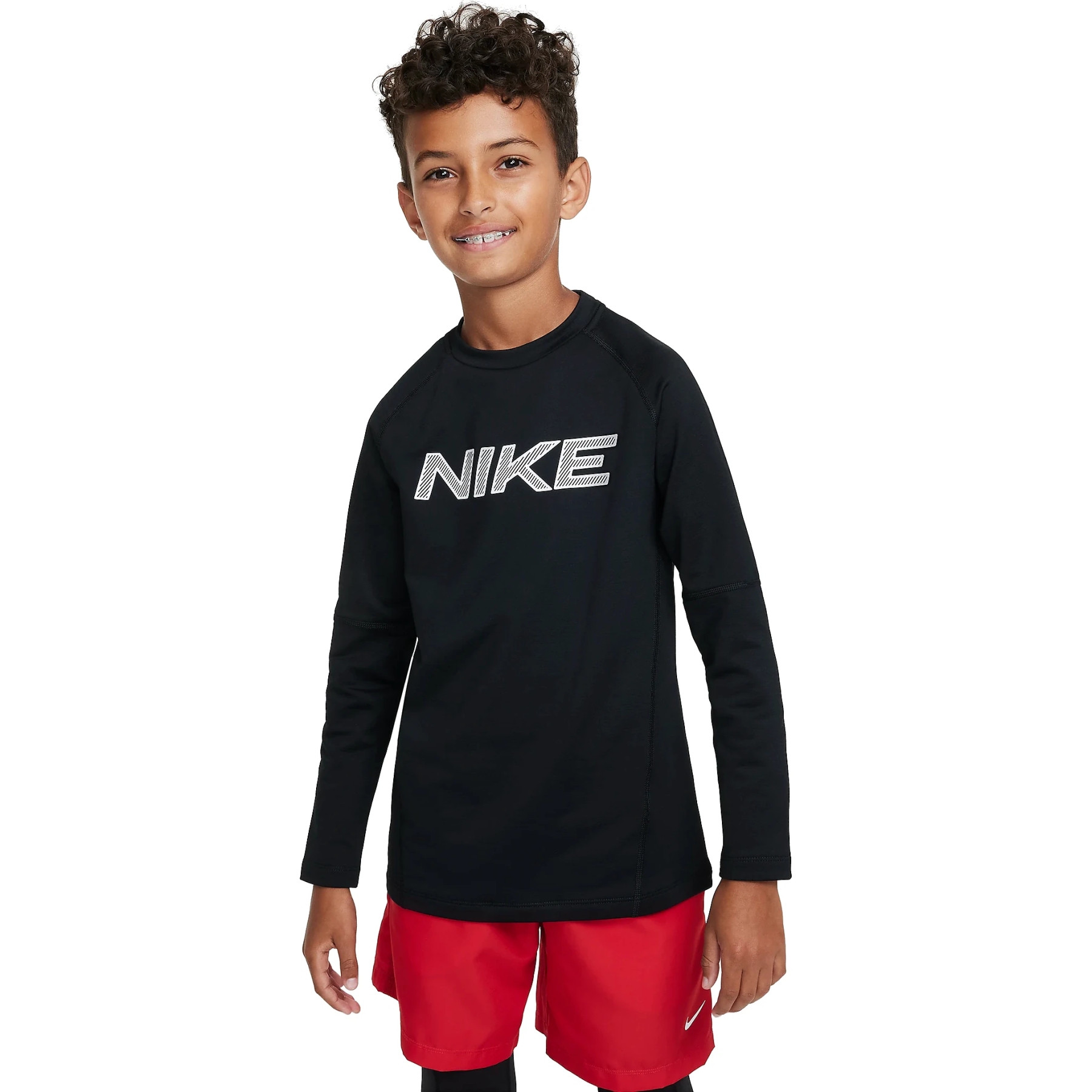 Produktbild von Nike Pro Warm Dri-Fit Langarmshirt Kinder - schwarz/weiß HF4362-010