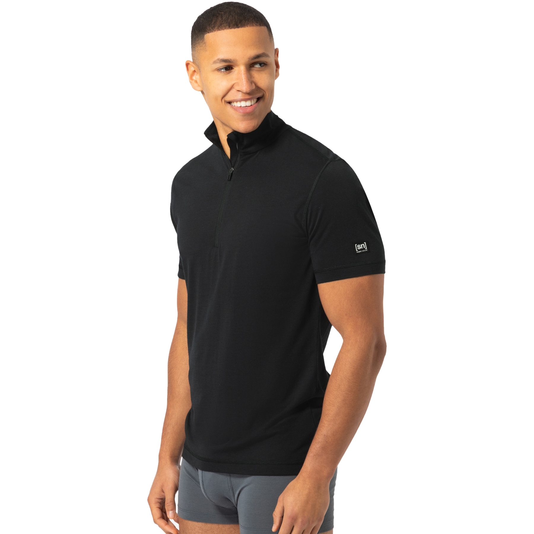 Produktbild von SUPER.NATURAL Tundra175 1/4 Zip Unterhemd Herren - Jet Black