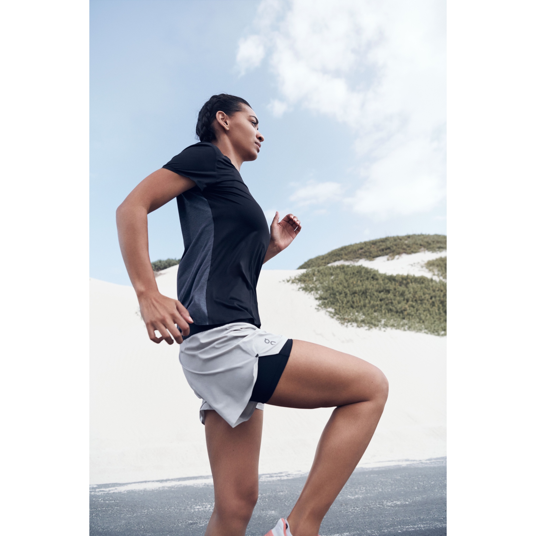 On Pantacourt Femme - Running Shorts - Glacier & Black - BIKE24