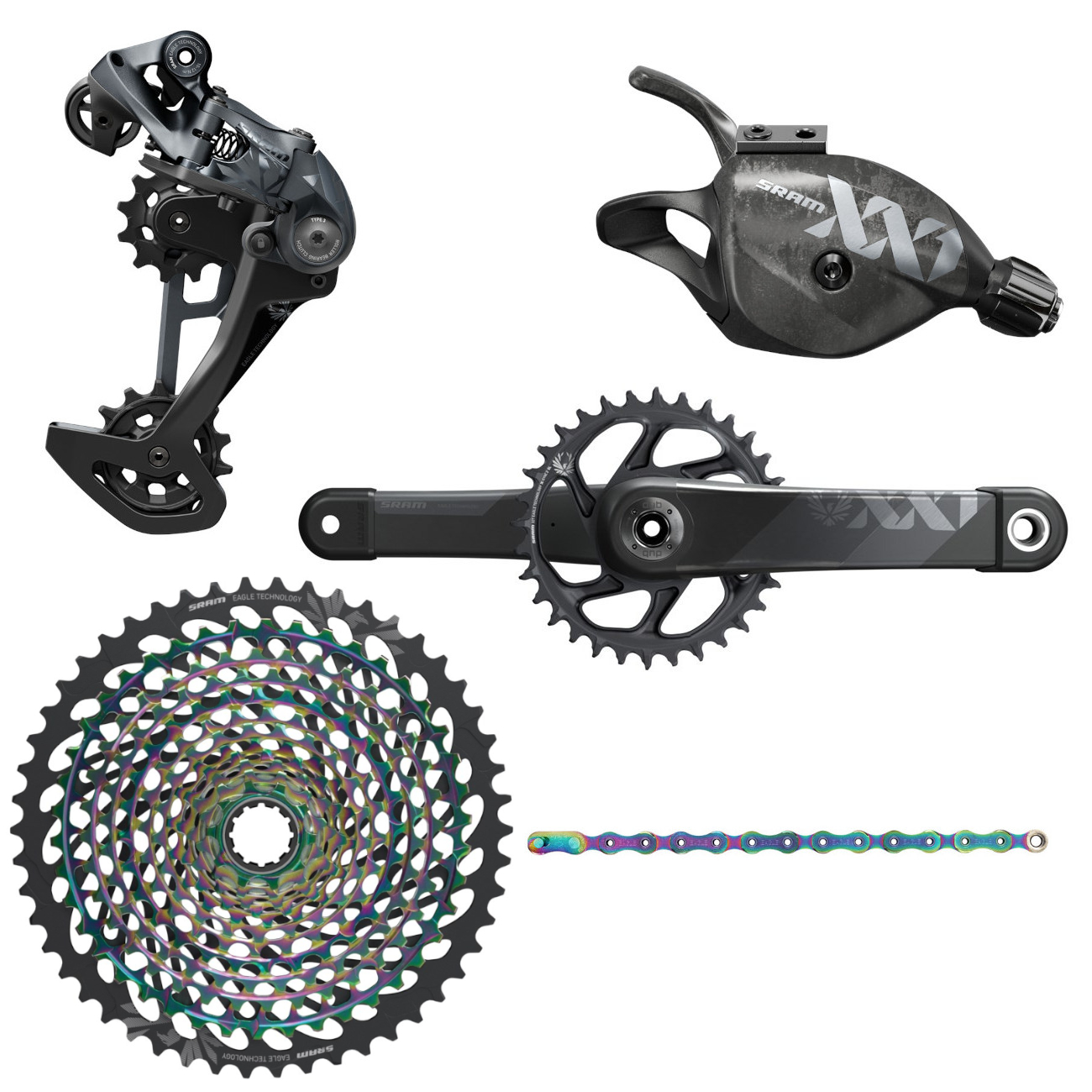 Picture of SRAM XX1 Eagle Boost Groupset - 1x12-speed - Trigger Shifter - 10-50 t. XG-1299 Cassette - rainbow