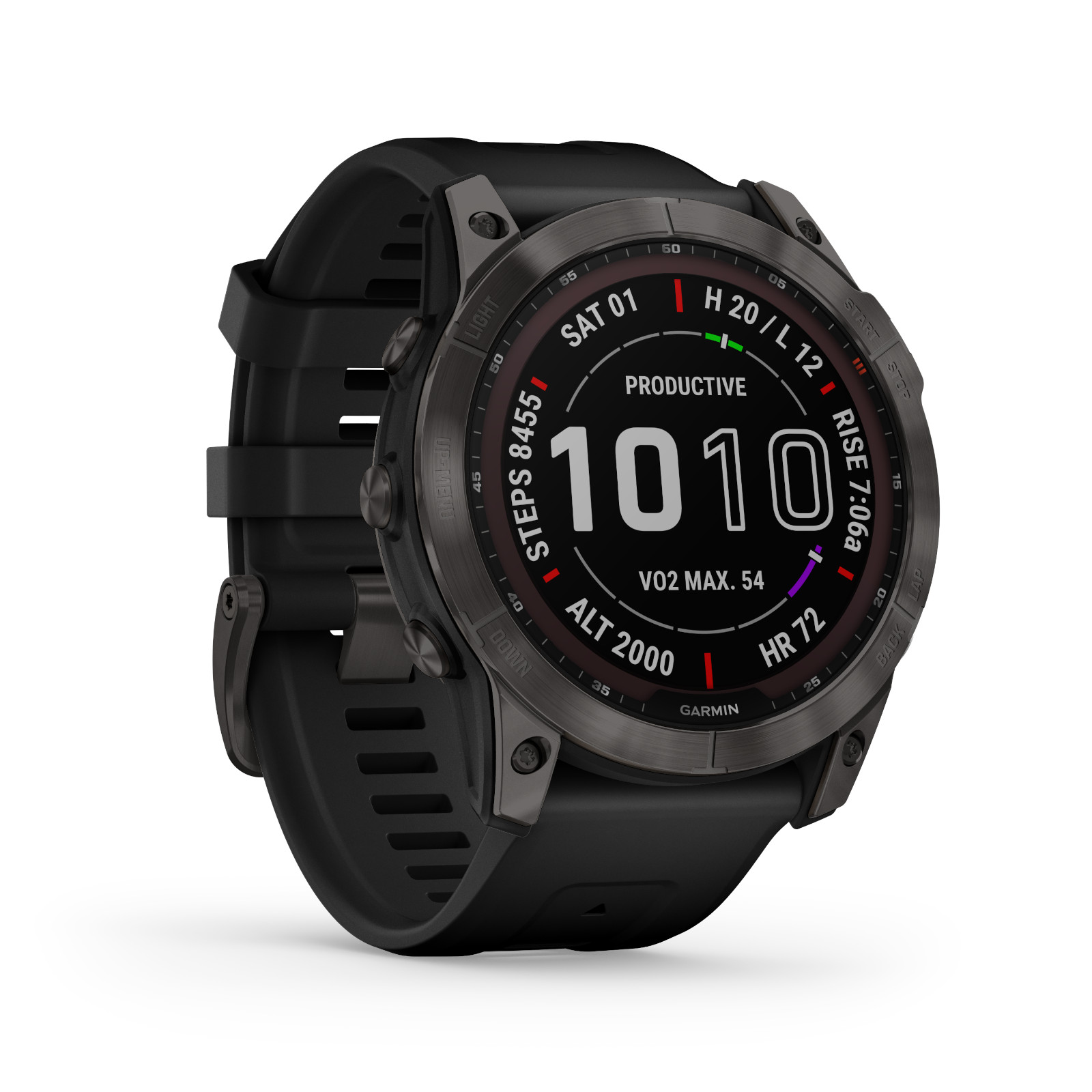 Productfoto van Garmin fenix 7X Sapphire Solar GPS Smartwatch - carbon grey/black - DLC Titanium