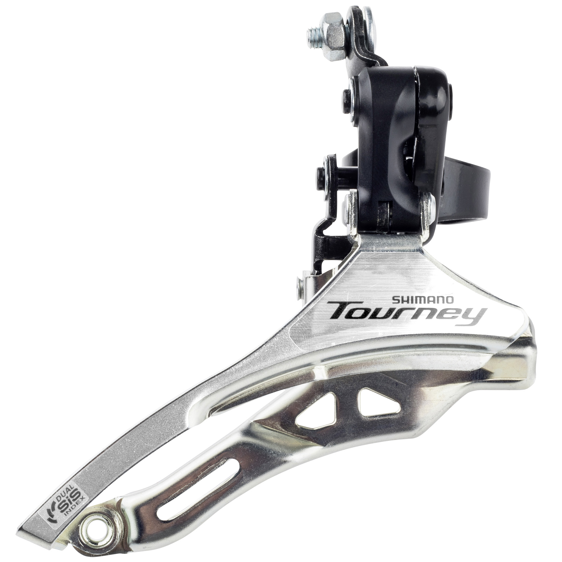 Productfoto van Shimano Tourney FD-TY300 Down Swing / Down Pull Front Derailleur 3x6/7 - High Clamp - black/silver