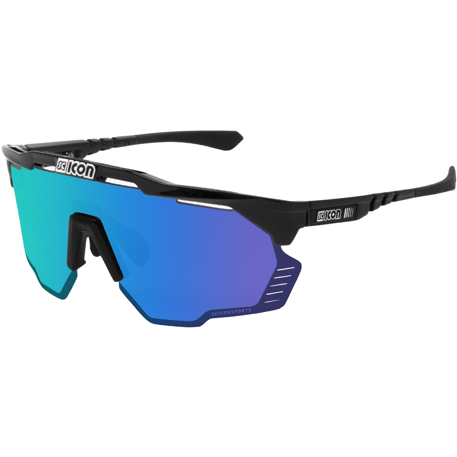 Bild von Scicon Aeroshade Kunken Brille - Black Gloss / Multimirror Blue