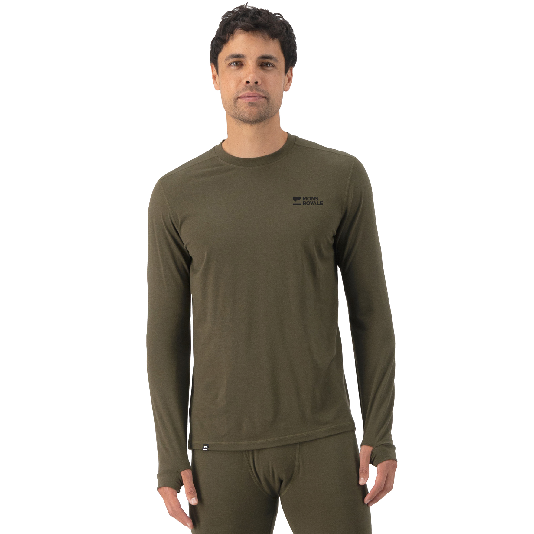 Macpac Kids Geothermal Base Layer Long Sleeve Green /Olive