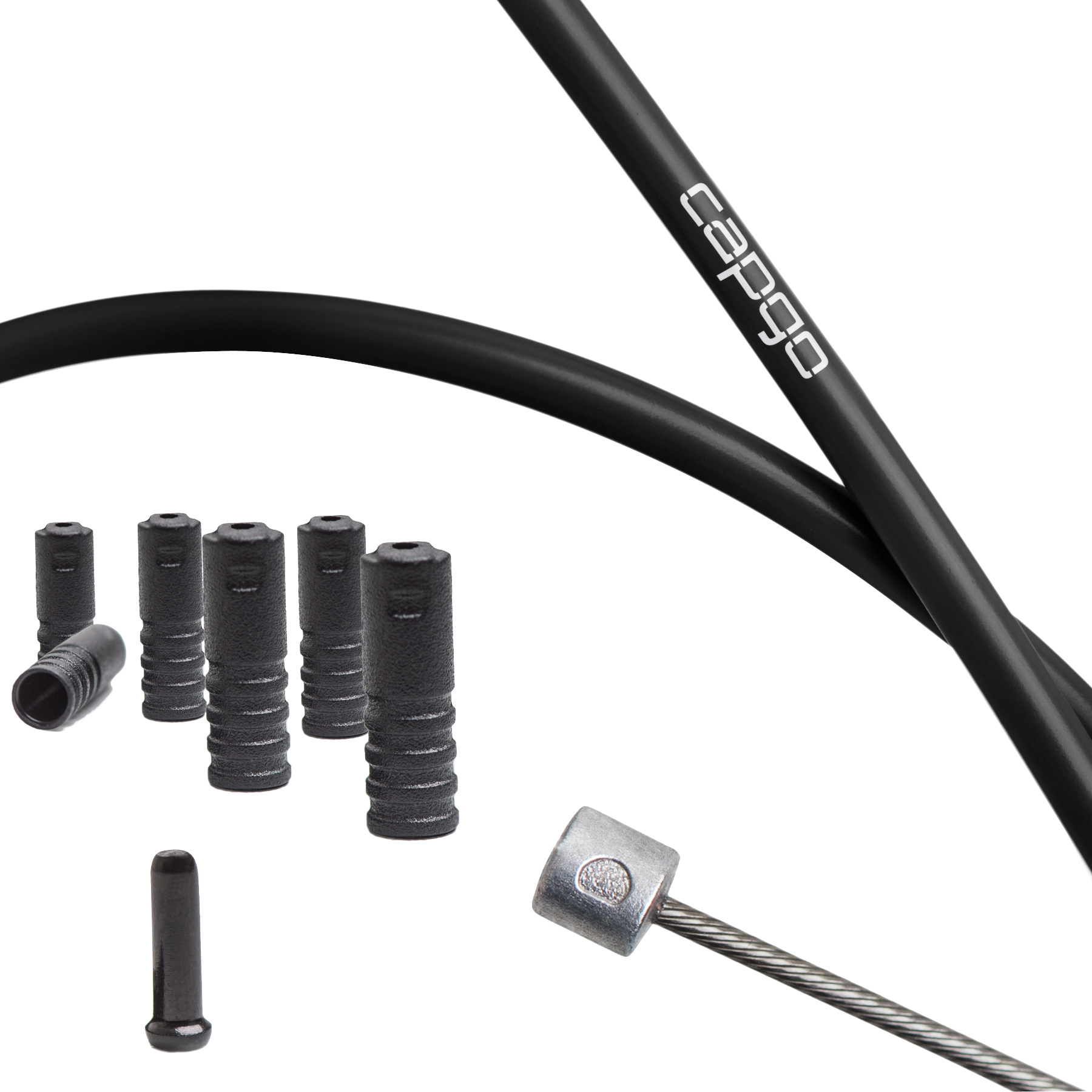 Image of capgo Blue Line ECO Shift Cable Set - 1-speed / long - Stainless Steel - PTFE - Shimano/SRAM MTB / E-Bike - black