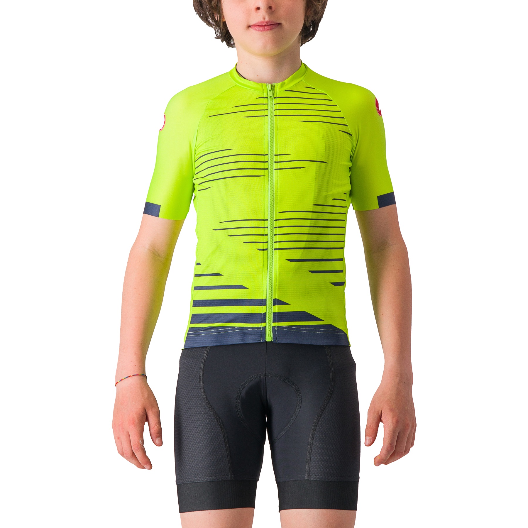 Productfoto van Castelli Aero Fietsshirt met Korte Mouwen Kinder - electric lime/belgian blue 383