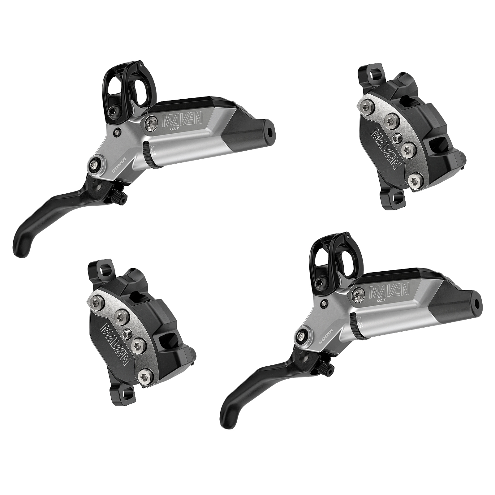 Picture of SRAM Maven Disc Brake - Ultimate | 4-Piston | A1 - Set (Front + Rear) | clear anodized