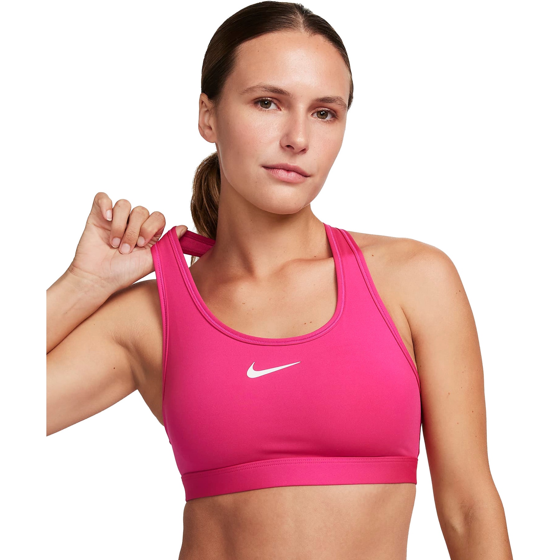 Produktbild von Nike Swoosh Medium Support Sport-BH mit Polster Damen - fireberry DX6821-615