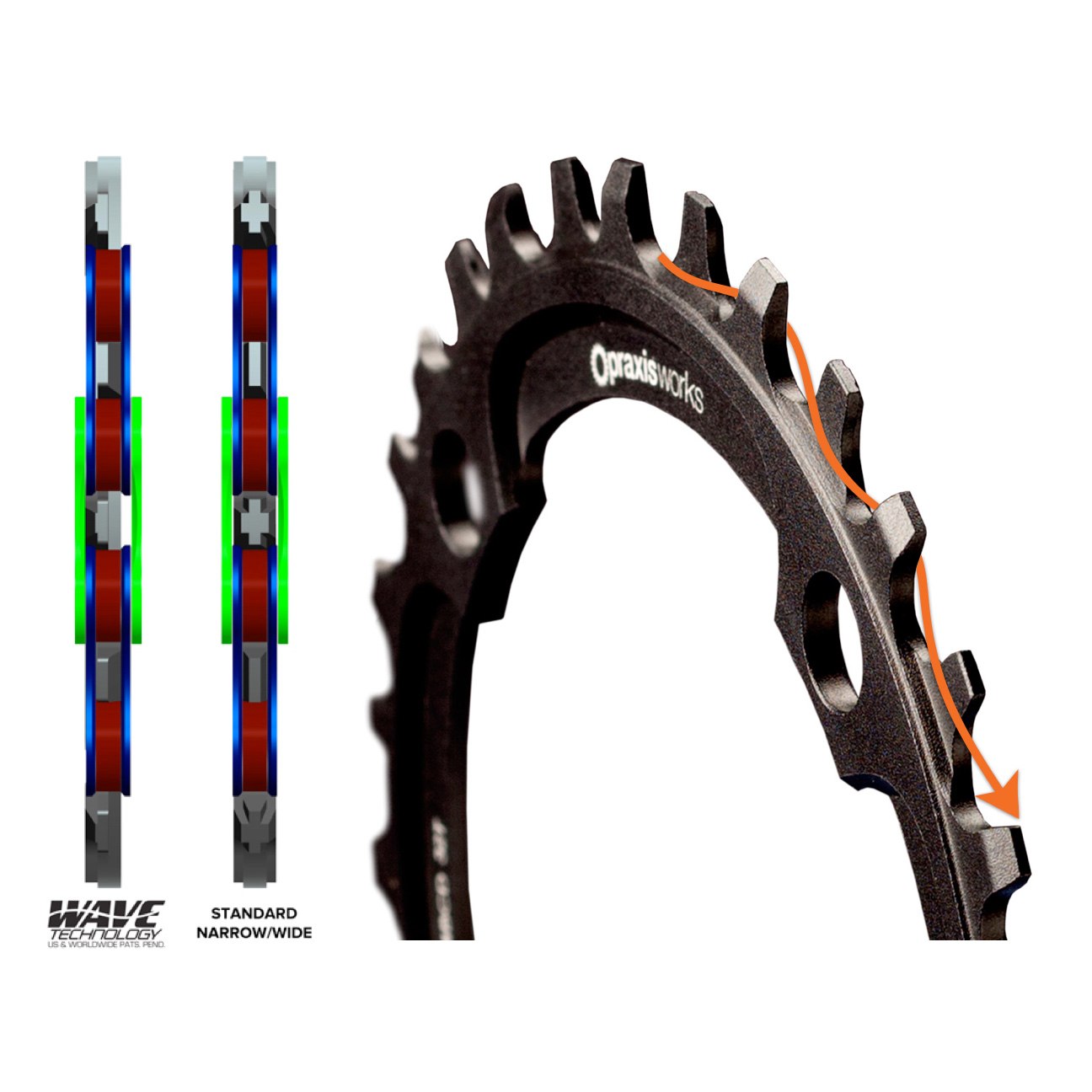 Praxis Works DM 3-Bolt MTB Wave™ Tech Chainring - DM-A