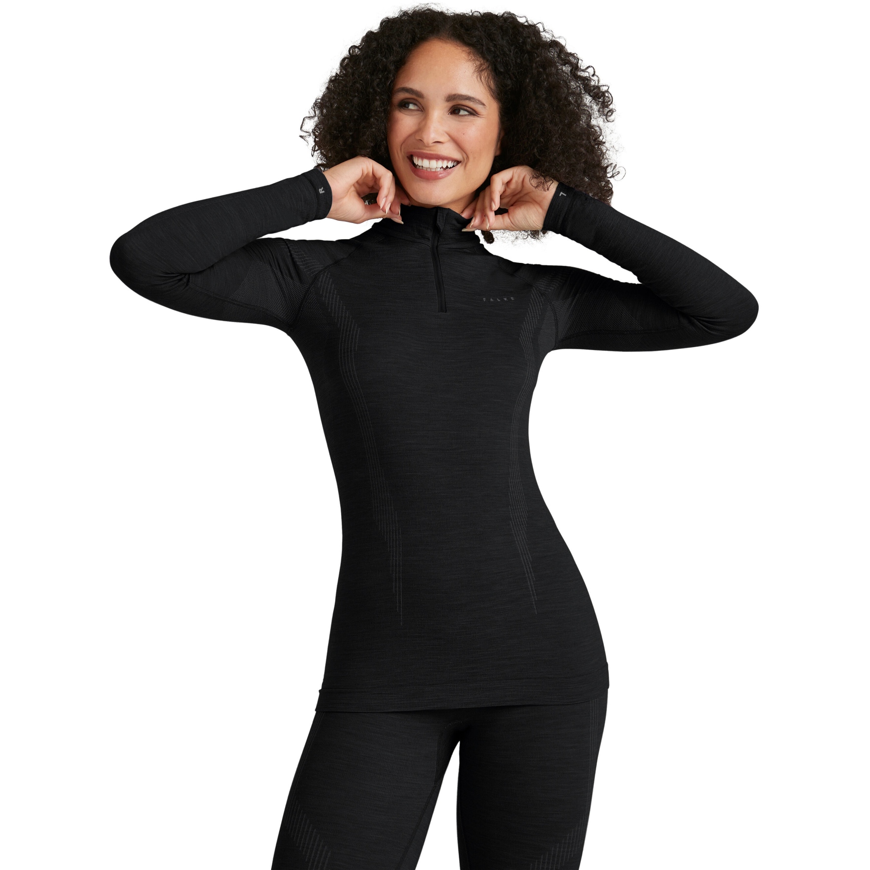 Picture of Falke Wool-Tech Zip Longsleeve Shirt Women - black 3000