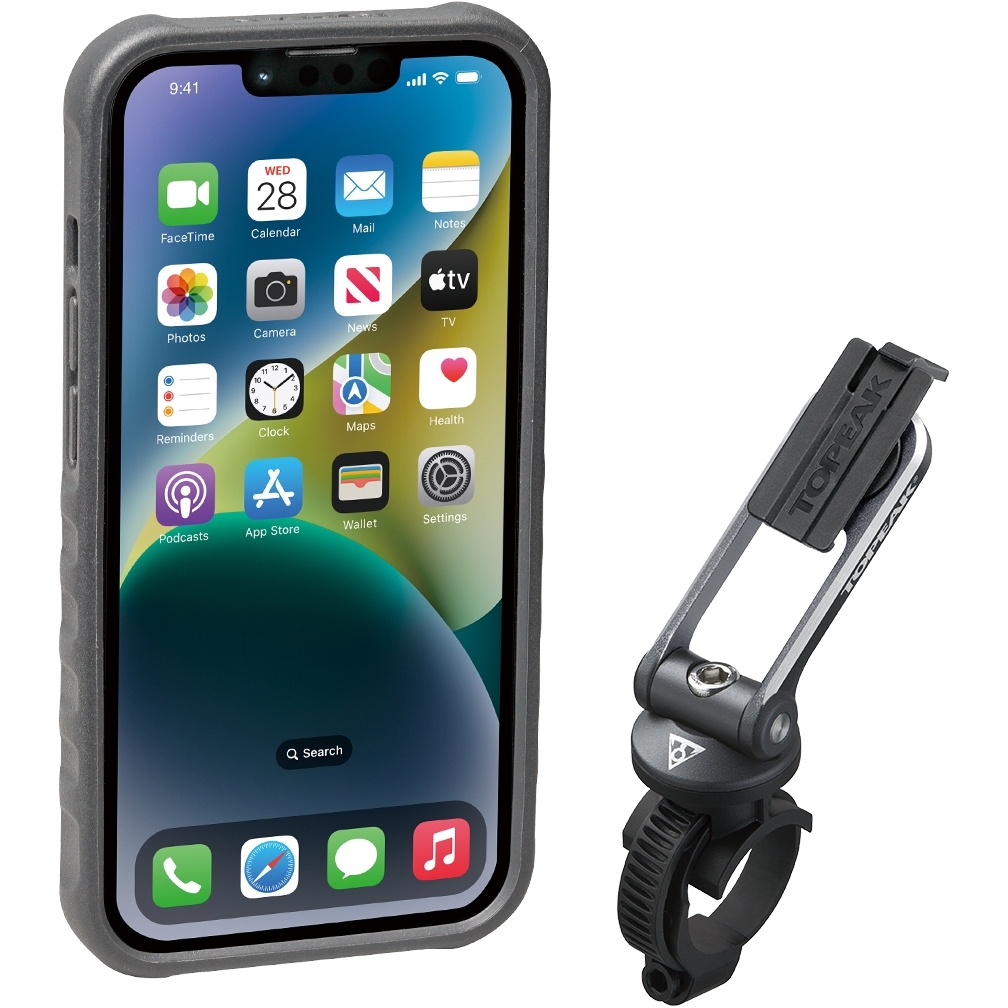 Immagine prodotto da Topeak Custodia per Smartphone con Supporto - Ridecase per Apple iPhone 14 - nero/grigio